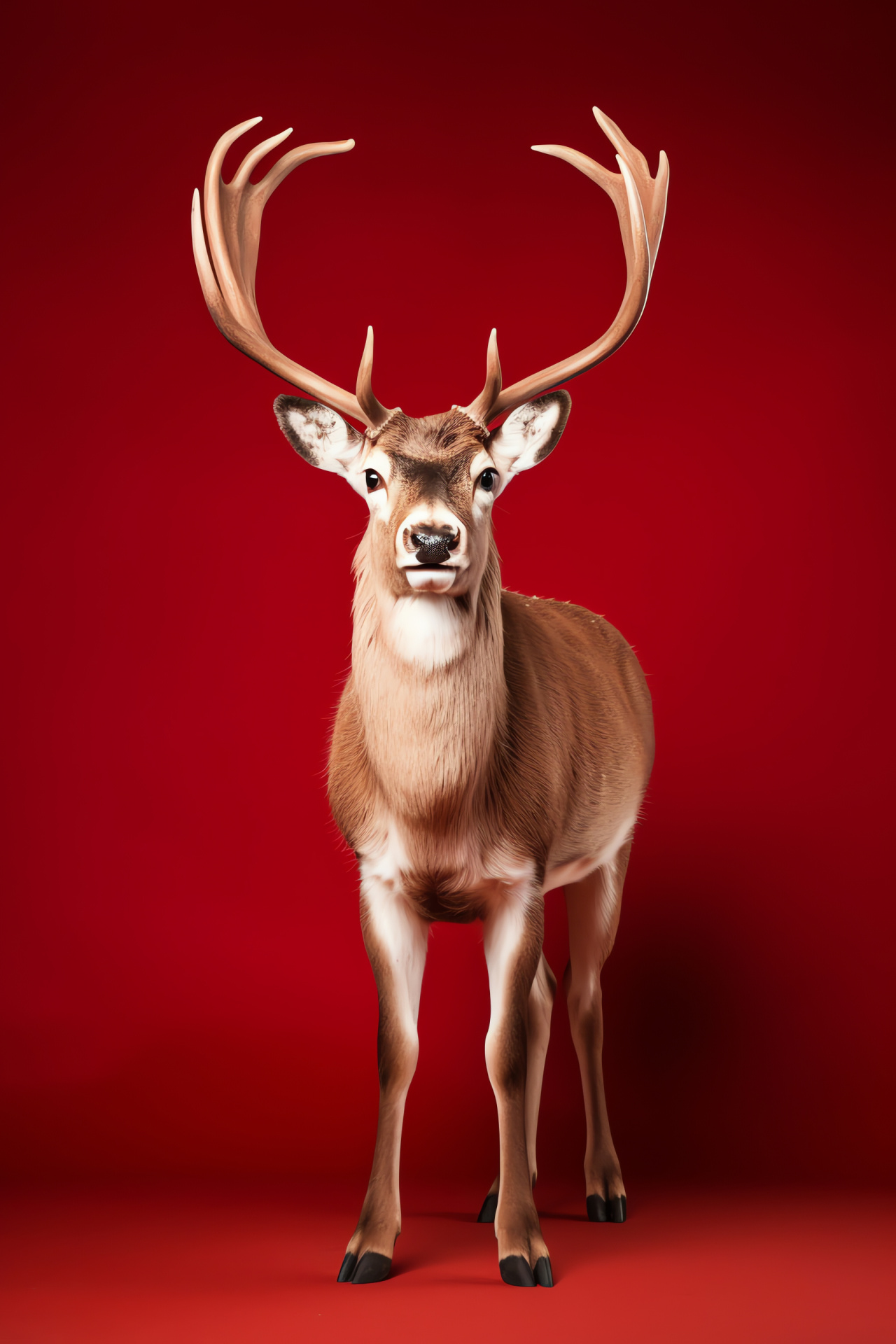 Majestic reindeer, Cervidae family, Silhouetted antlers, Herbivorous mammal, Majestic creature, HD Phone Image