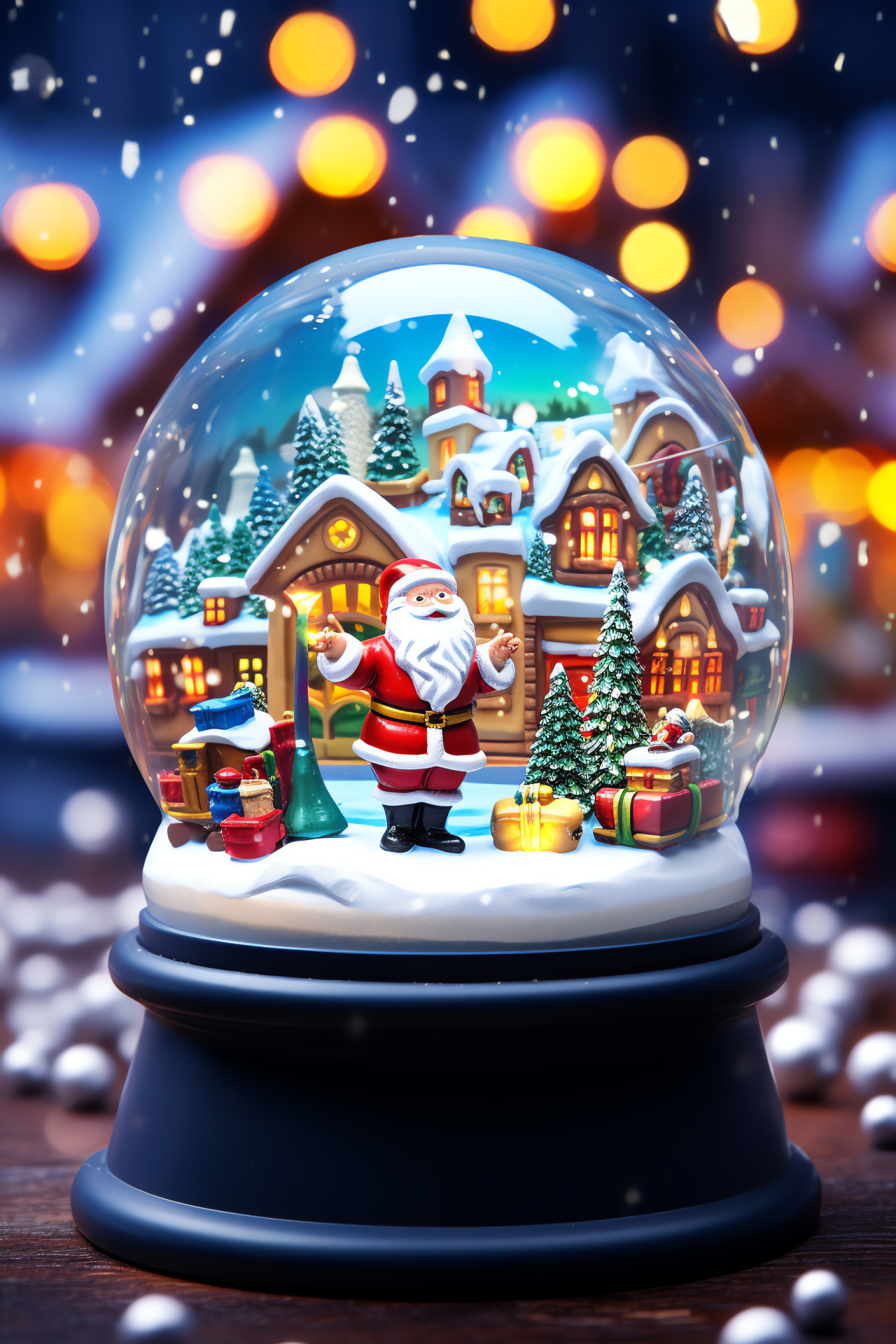 Holiday celebration sphere, vibrant ornaments, wintertime festivities, mythic reindeer, joyful representations, HD Phone Wallpaper