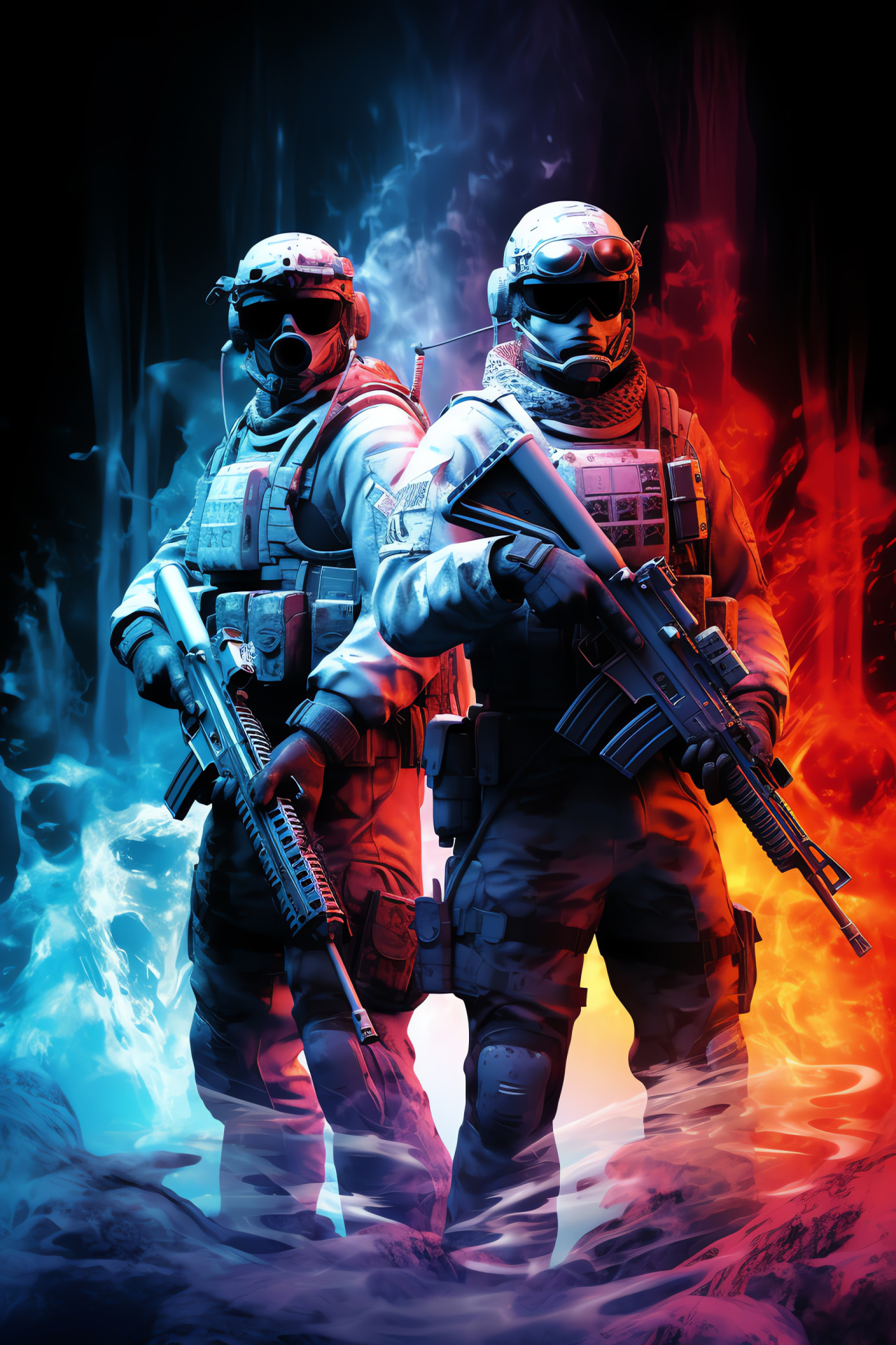 Ghost and Roach MW2, Iconic duo, Skull facial covers, Matched pistols, Steely determination, HD Phone Wallpaper