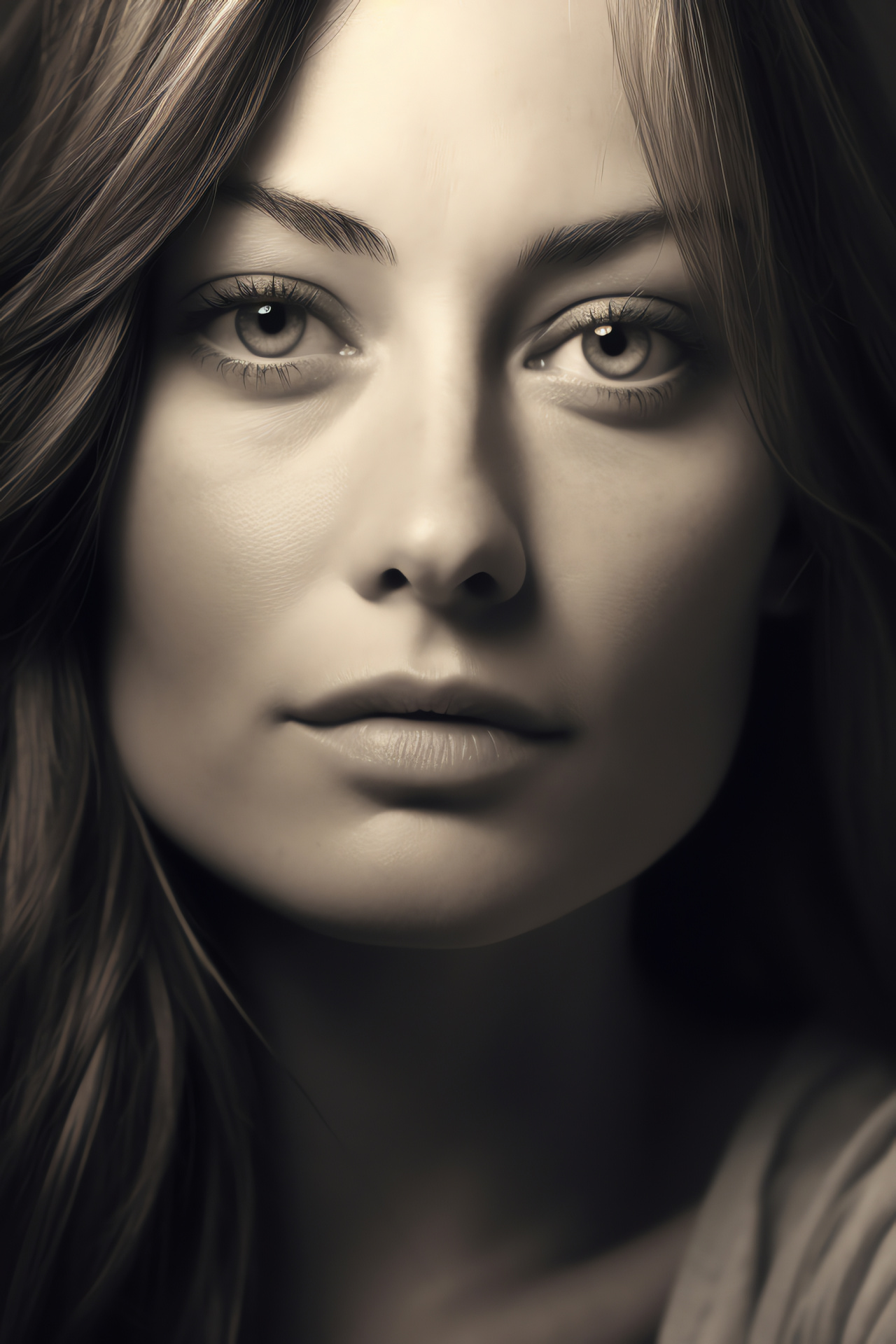 Actress Olivia Wilde, Detailed capture, Ambient lighting, Subdued contrast, Radiant complexion, HD Phone Image