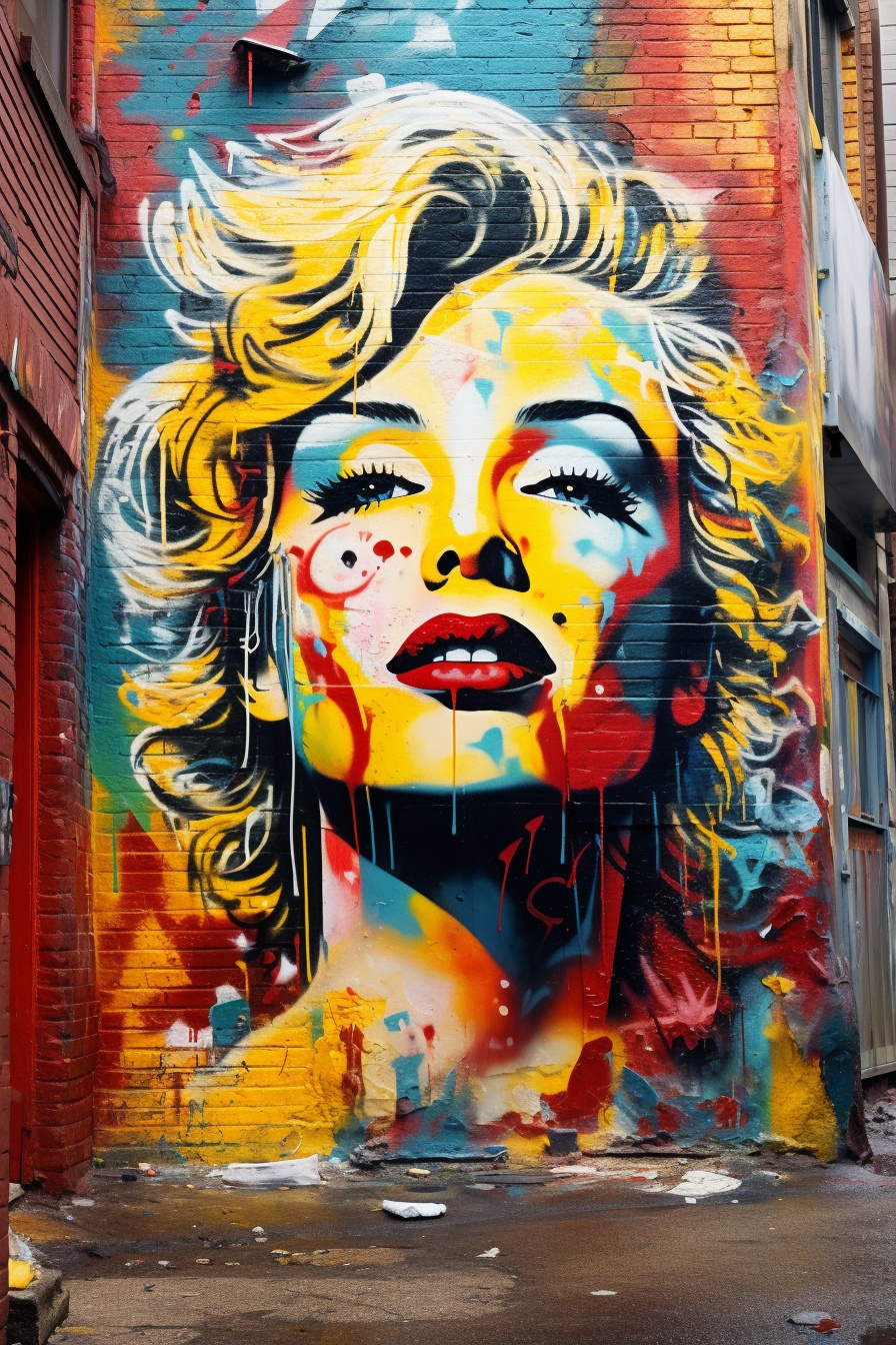 Marilyn Monroe mural, Urban artistry, Pop culture icon, Wall murals, Artistic alias, HD Phone Image