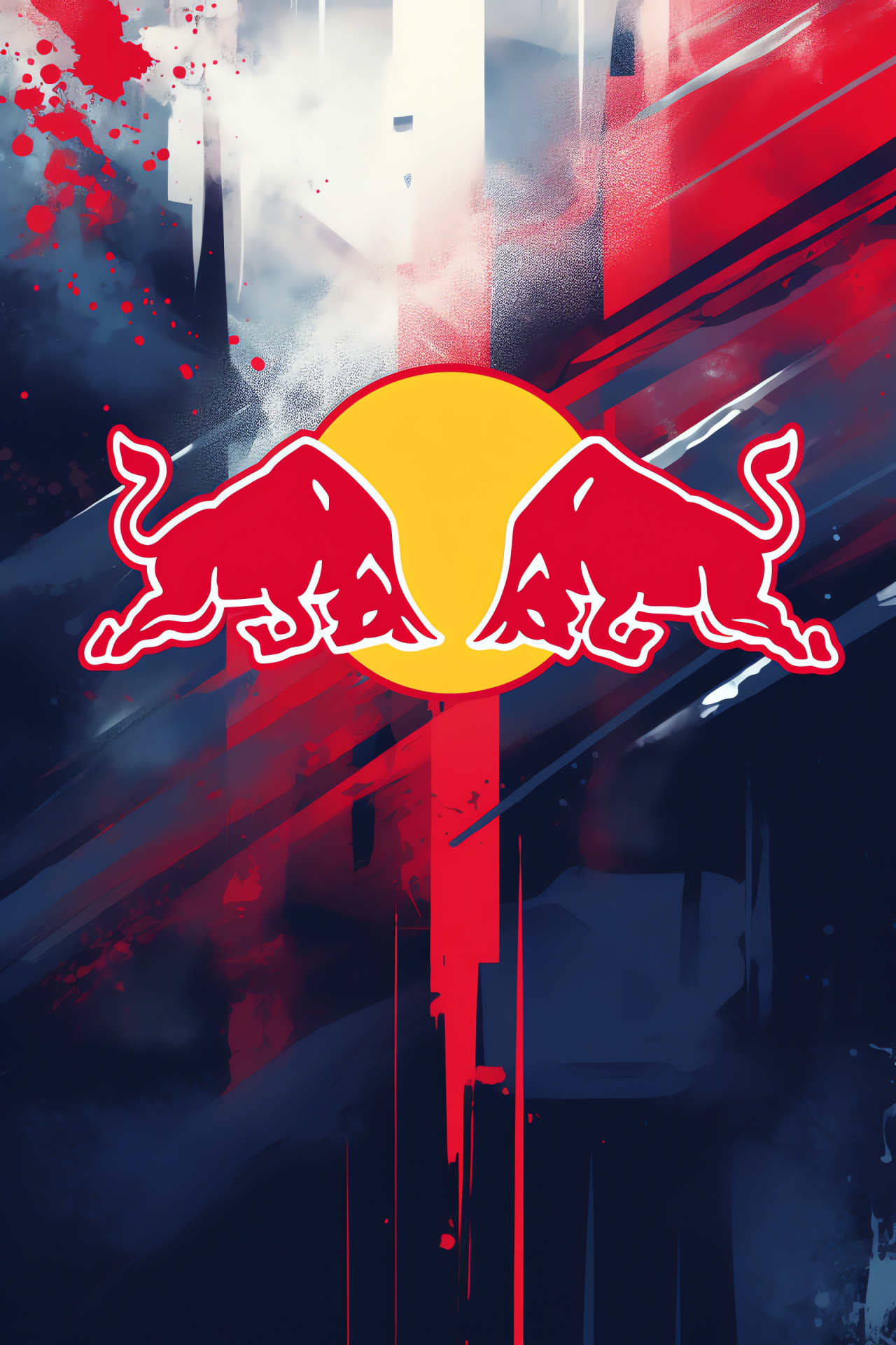 Red Bull emblem, Spray Paint technique, Graffiti style, Branding, Extreme sports, HD Phone Image