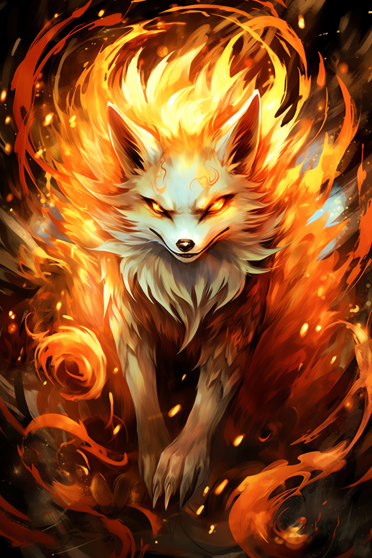 Naruto anime, Nine-Tailed Fox, Kurama, Fierce combat, Chakra manifestation, HD Phone Image