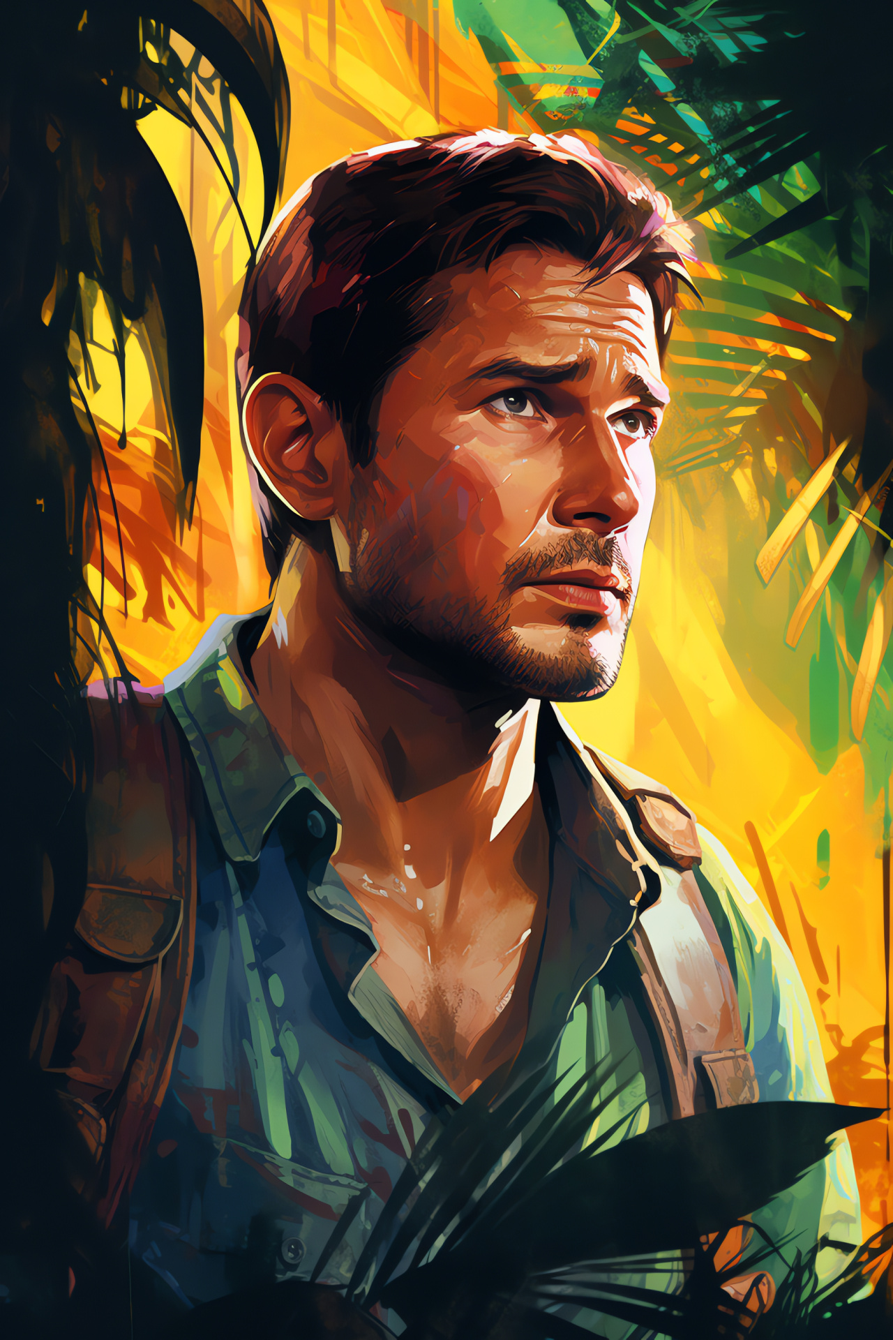 Uncharted 2, Adventurer Nathan Drake, Treasure hunter tactics, El Dorado secrets, Overgrown foliage, HD Phone Wallpaper