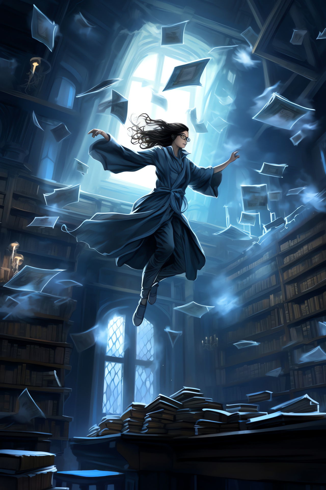 Ravenclaw agility, Magic practice arena, Hovering challenge, Hogwarts enchantment, Wizard robe attire, HD Phone Image