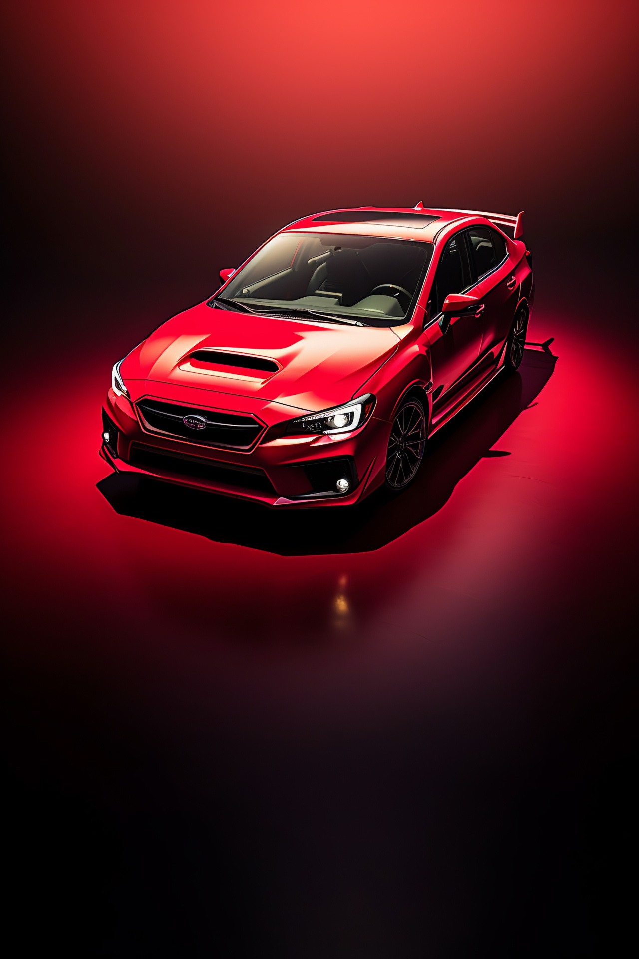 Subaru WRX STI 2018, Strong red tone, High-performance vehicle, WRX series, Dynamic backdrop, HD Phone Wallpaper