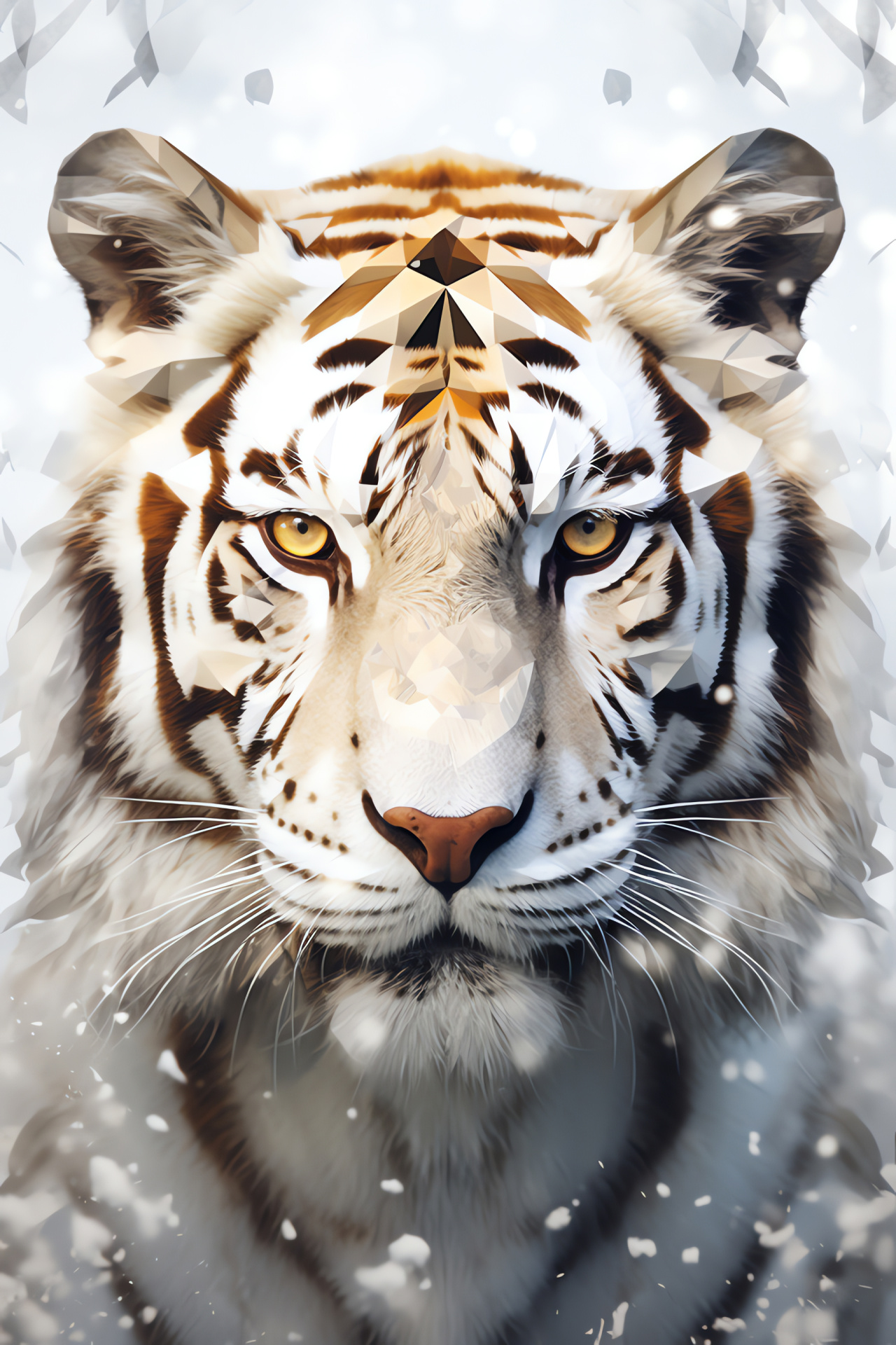 Snow Tiger animal, Endangered big cat, Majestic feline, Snowy habitat tiger, Predatory creature, HD Phone Wallpaper