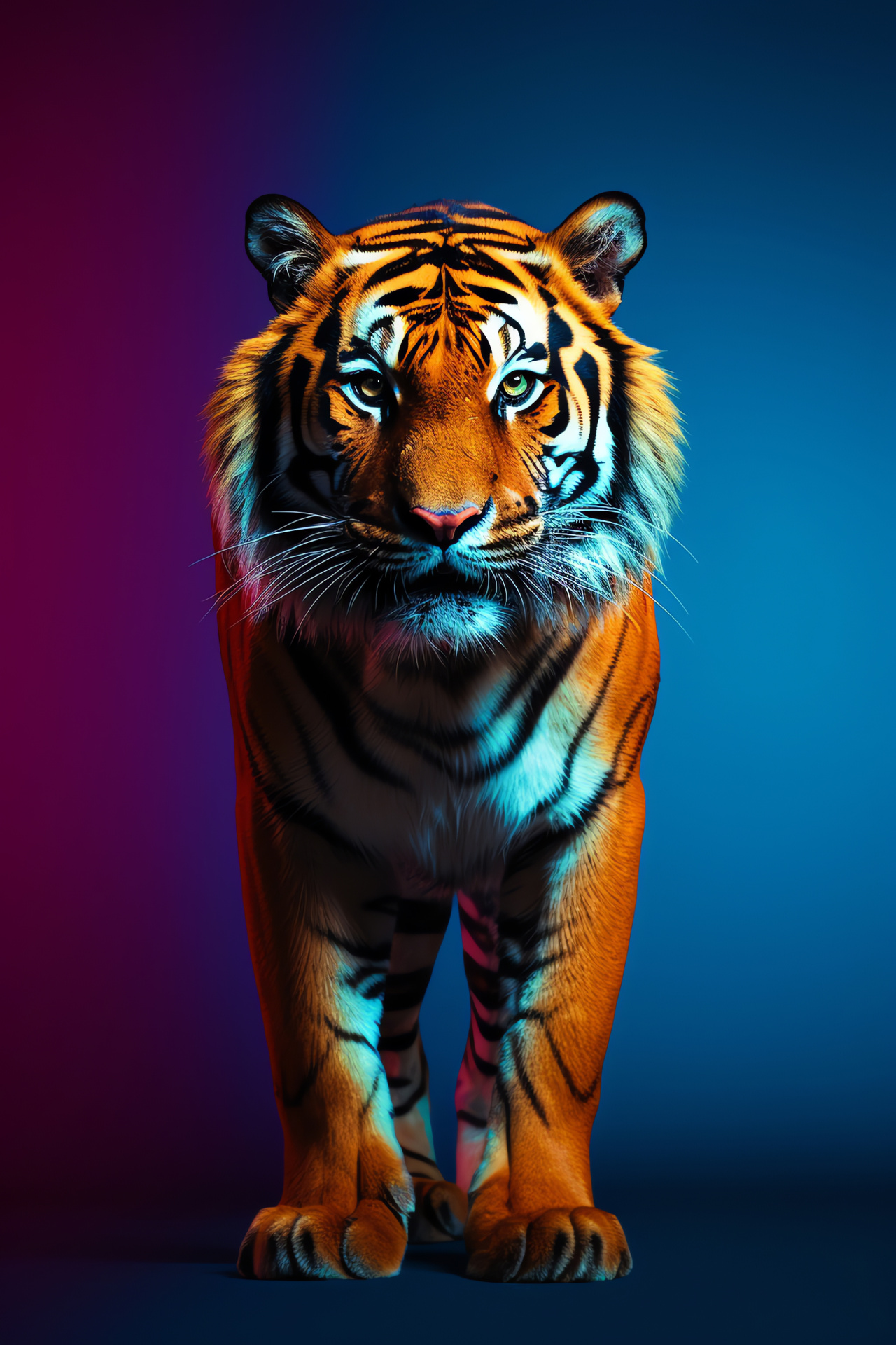 Tiger, Exotic feline, Striped coat, Contrasting hues, Mammal, HD Phone Wallpaper