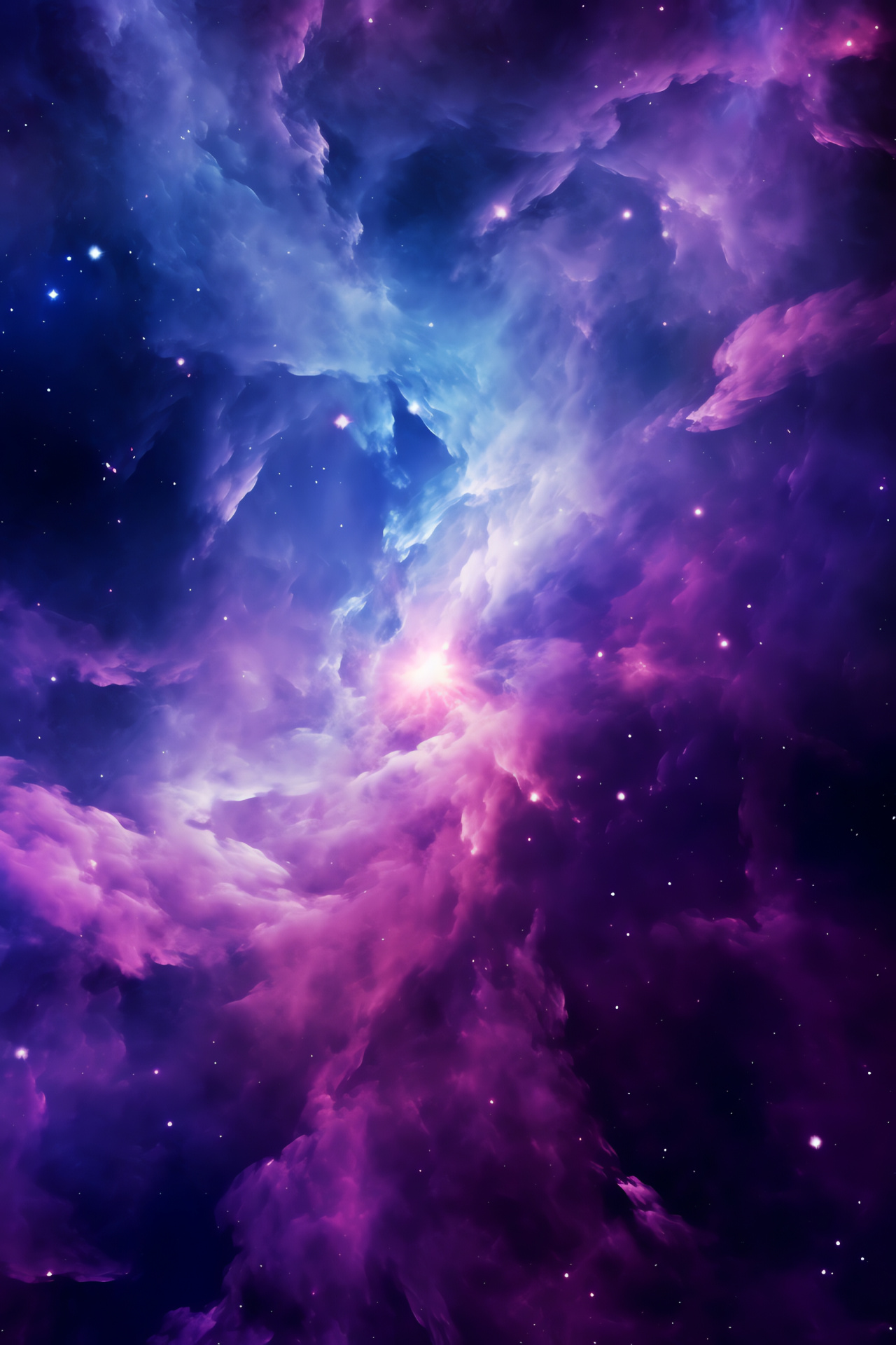 Cosmic expanse in purple, Nebulous whirlpool, Galactic display, Purple vastness, Nebulae twirls, HD Phone Image