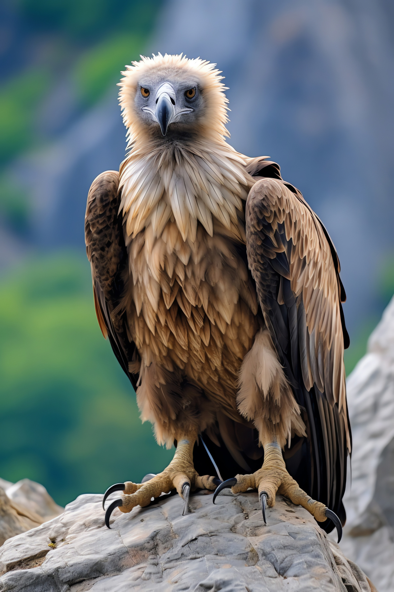 High-altitude avian, expansive wings, somber plumage, feather gradation, Himalayan origin, HD Phone Wallpaper