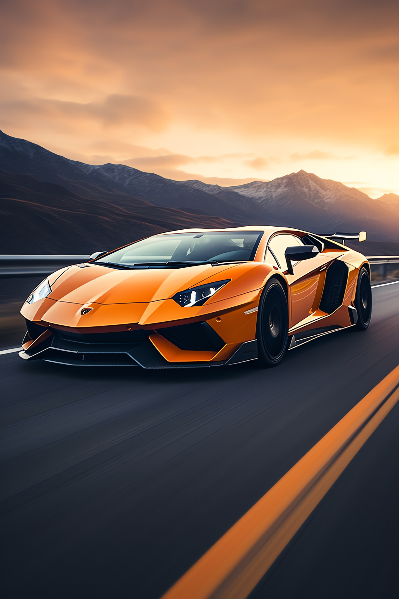 Aventador SVJ speed, Autobahn Lamborghini, Aggressive car design, Luxury sports driving, Performance vehicle, HD Phone Image