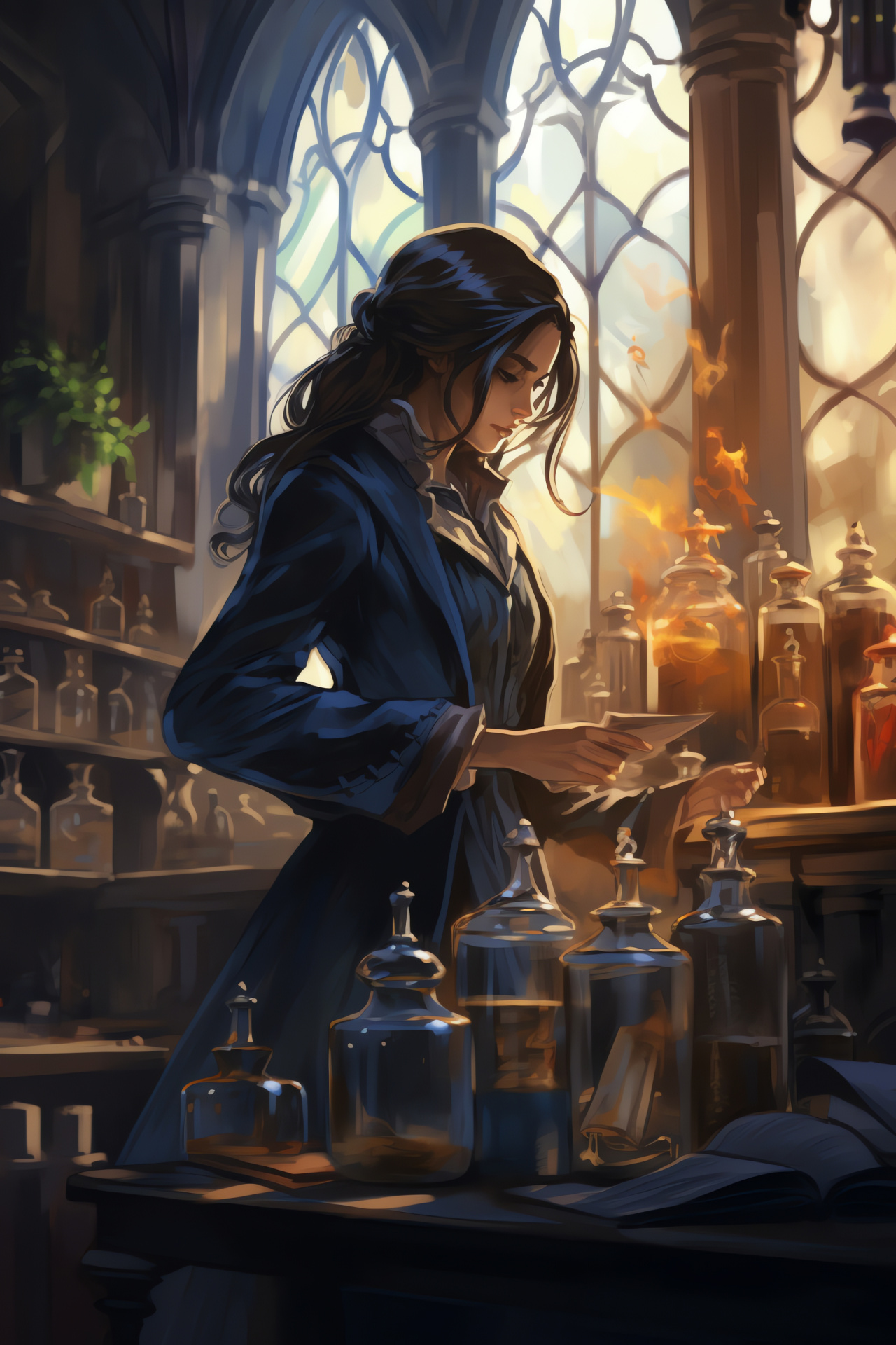 Ravenclaw wizard, Magical studies, Brewing potion, School of witchcraft, Iron cauldron, HD Phone Wallpaper