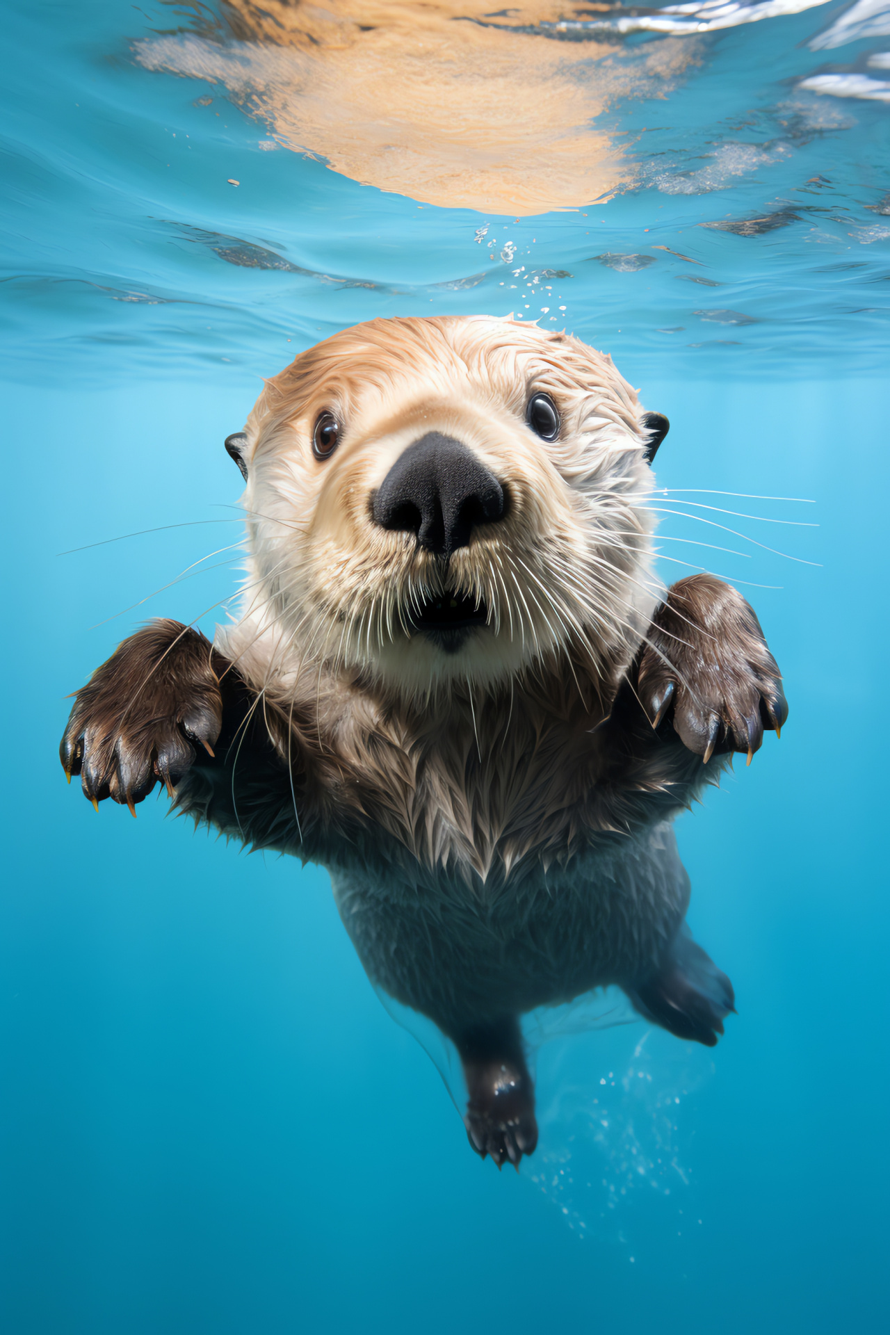 Sea Otter relaxation, marine mammal adaptation, floating restfulness, aquatic mammal viewing, serene animal moment, HD Phone Image