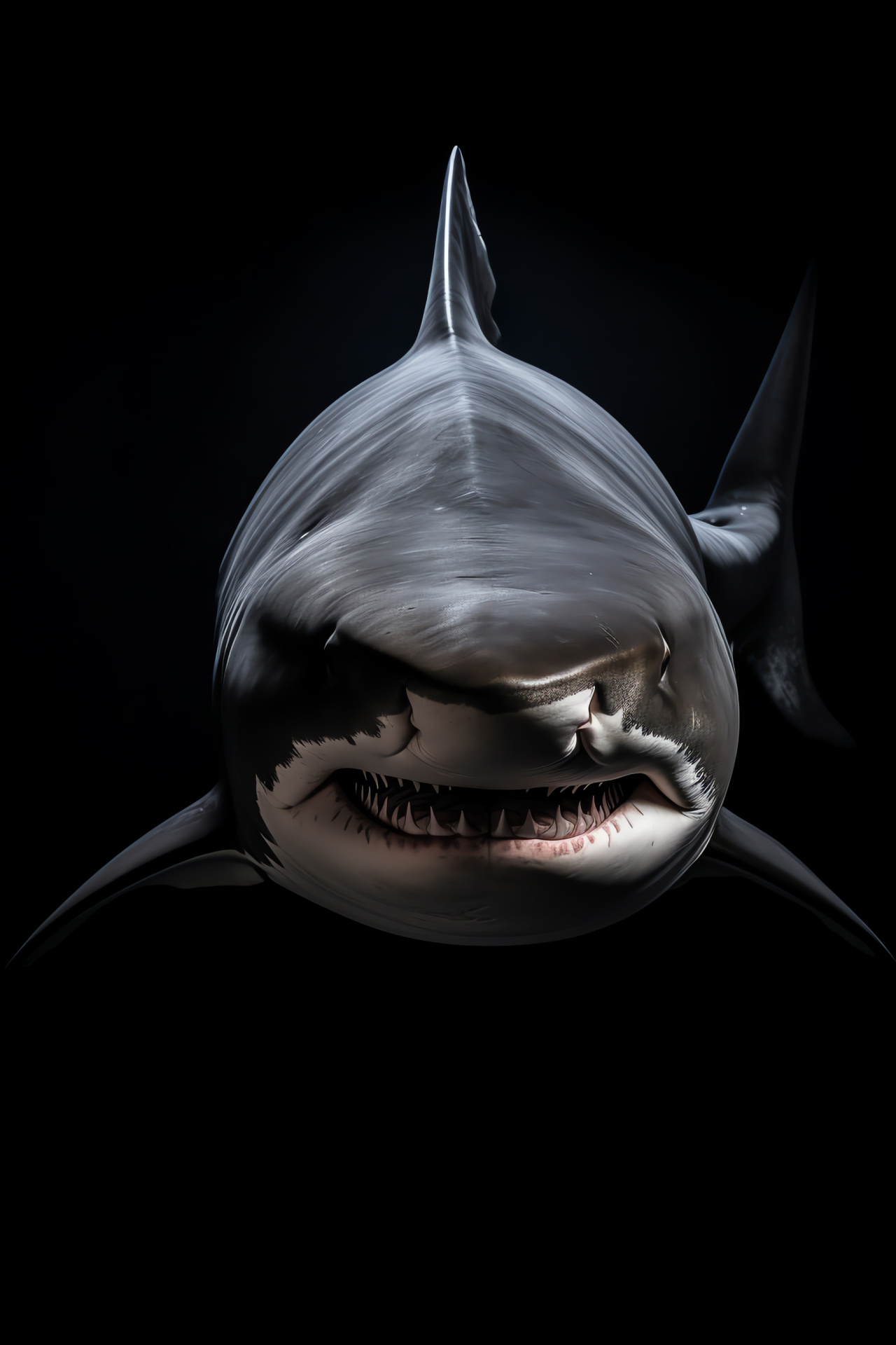 Tiger Shark in motion, predator silhouette, sea camouflage, darkness predatory focus, underwater, HD Phone Image
