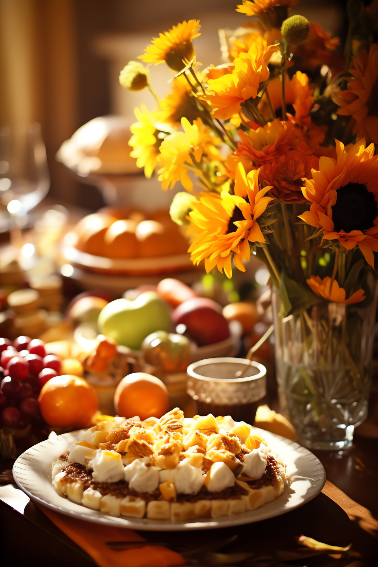 Harvest festival, family gathering, bountiful table, seasonal produce, celebratory mood, HD Phone Wallpaper