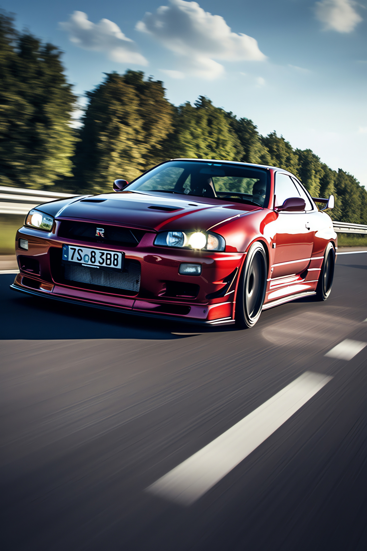 Nissan Skyline GTR Autobahn, German speedway, R33 model, Turbocharged sports car, Velocity, HD Phone Image