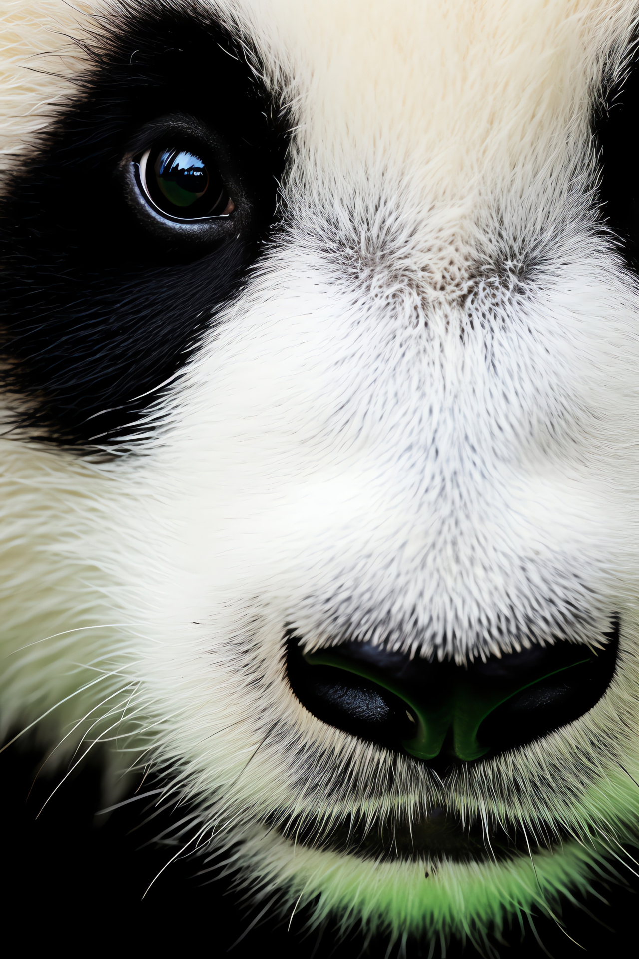 Panda face close-up, Creature endearing, Fur plush, Panda eyes round, Background triad, HD Phone Wallpaper