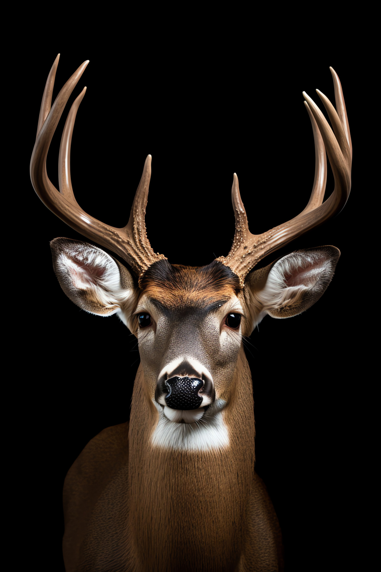 Detailed Whitetail Deer, Rich chestnut brown fur, Velvet antlers, Wildlife close-up, Serene nature, HD Phone Wallpaper