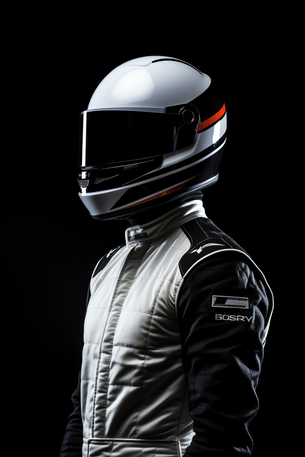 The Stig's iconic stance, Racing uniform brightness, Figure side profile, Helmets anonymity, Driving skill personification, HD Phone Image