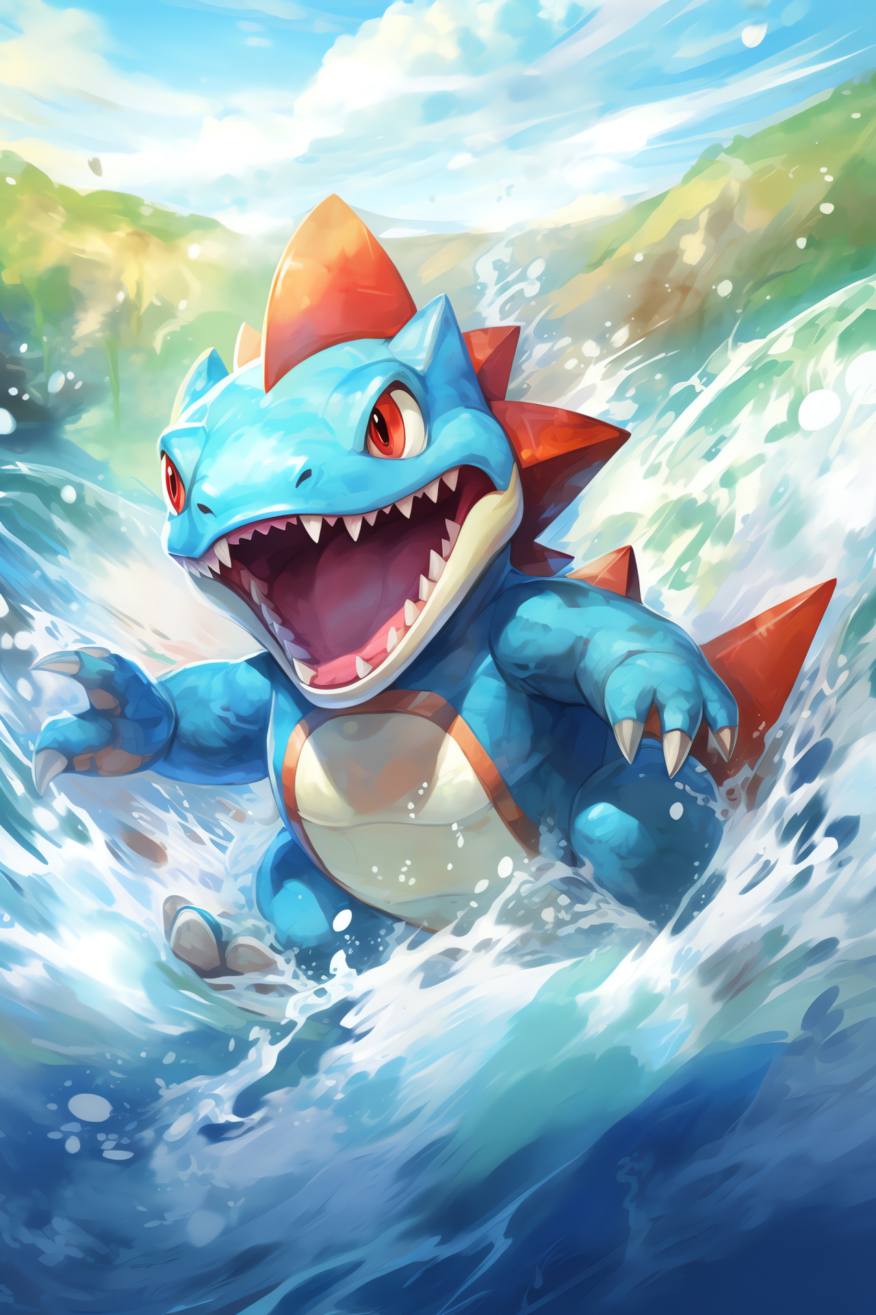 Totodile Pokmon, Water dynamism, Aquatic agility, Feral animation, Johto beginner, HD Phone Wallpaper