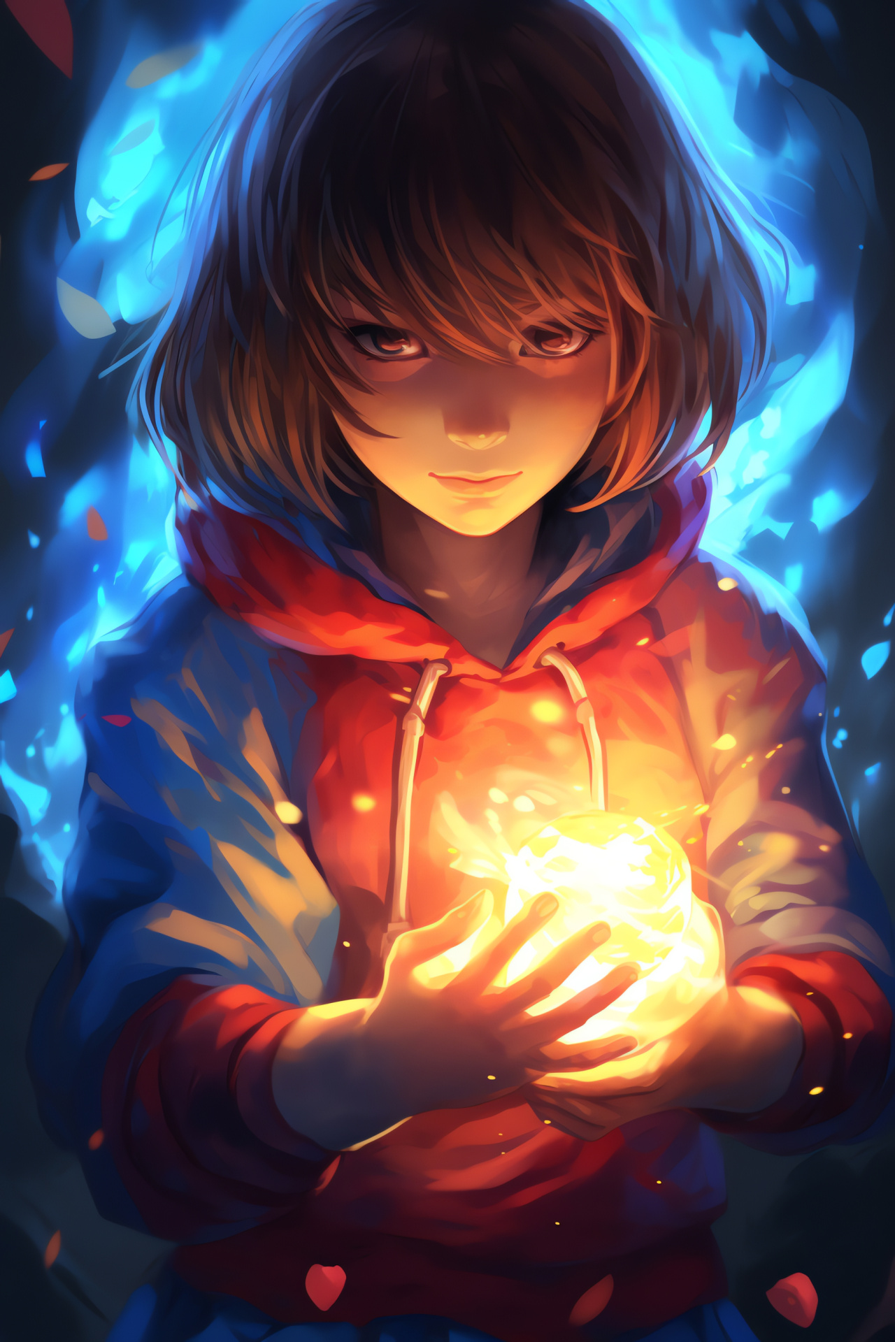 Undertale Frisk, Central character, Dramatic close-up, Video game icon, Expressive avatar, HD Phone Image