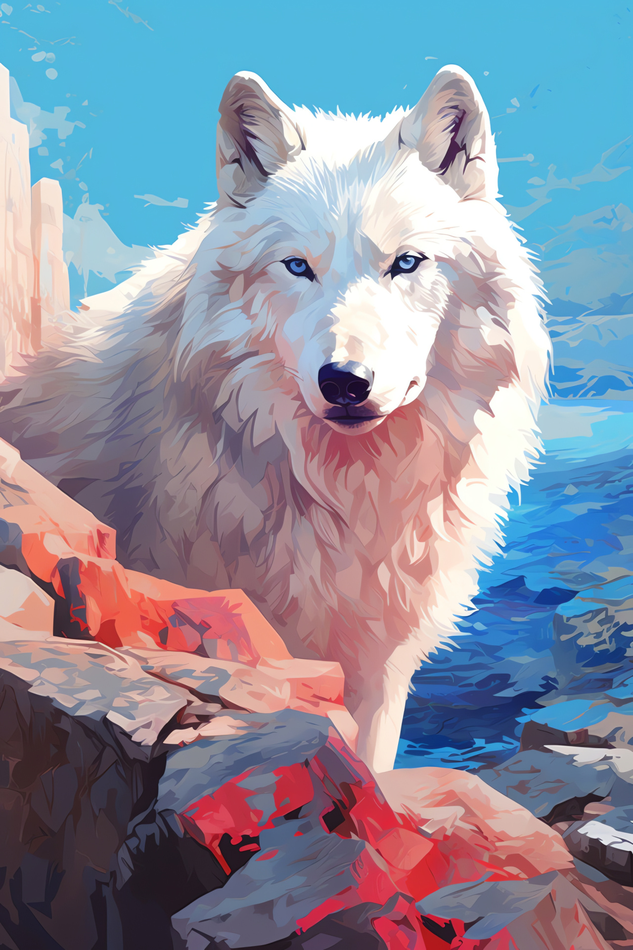 High-latitude canine, Glacial eye tint, Tundra-dwelling wolf, Craggy terrain, Subzero ecosystem, HD Phone Wallpaper