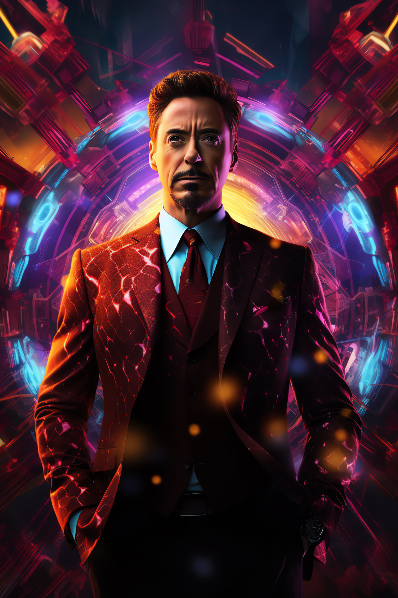 Stark Industries' Rebel, Tony Stark inventor, Charged brown orbs, Stark's signature armor, Arm repulsors , HD Phone Wallpaper
