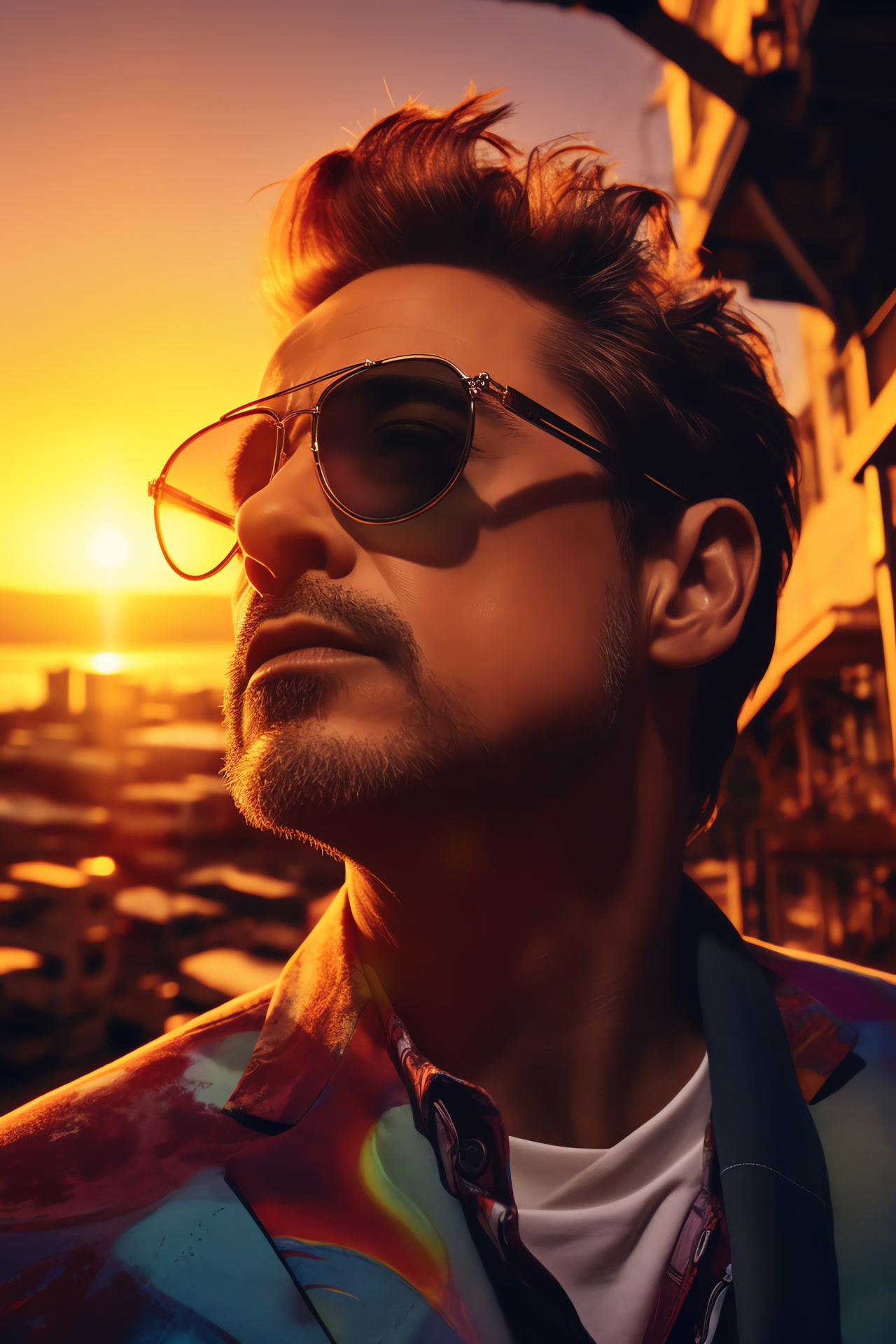 Robert Downey Jr, Coastal theme, Golden hour, Oceanic sounds, Peaceful vibe, HD Phone Wallpaper