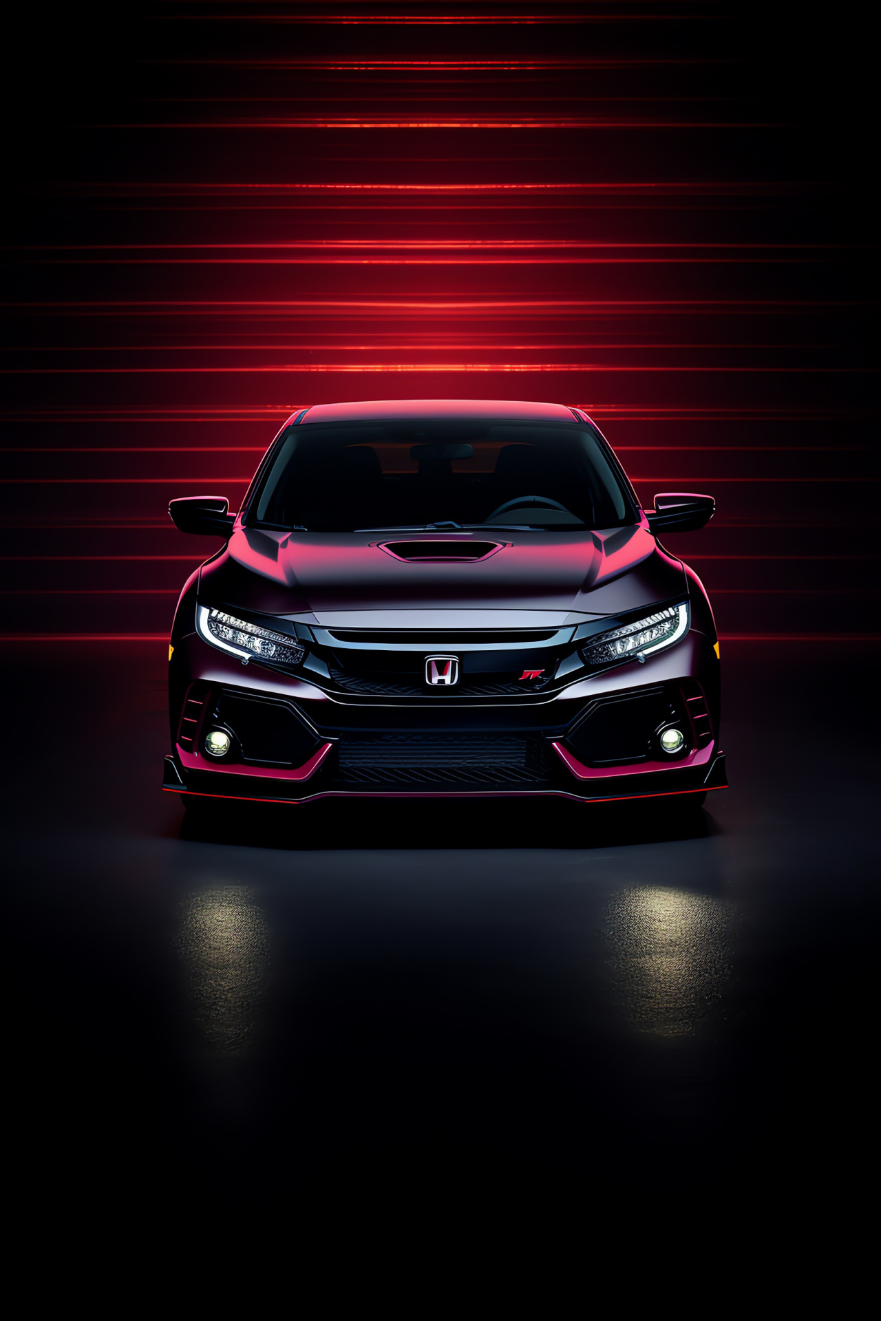 Civic Type R Vtec, racing hatchback, top-down perspective, vivid appearance, dark foundation, HD Phone Wallpaper