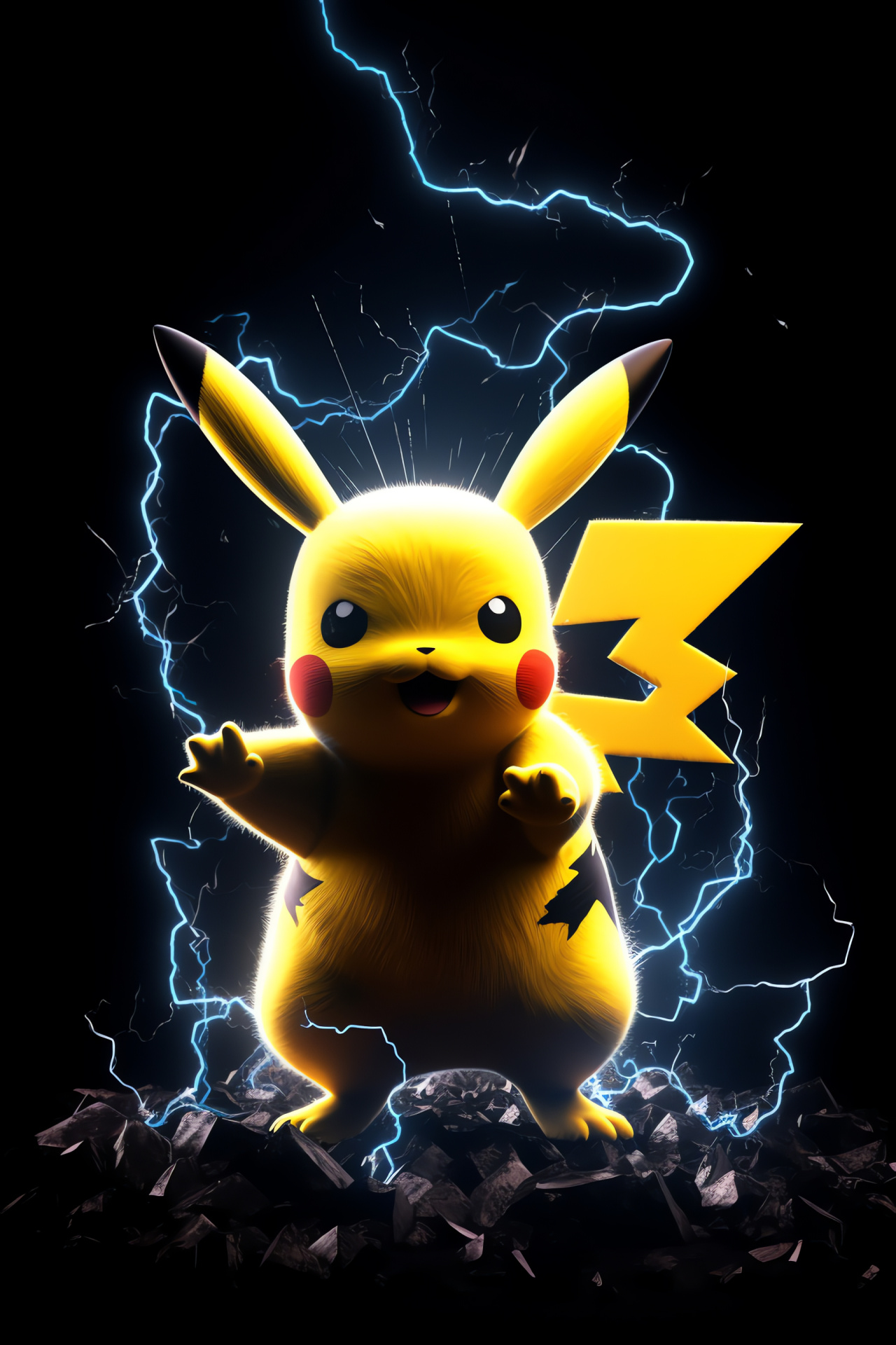 Playful Pikachu, Poignant stare, Pokmon battle, Electric essence, Whimsical charm, HD Phone Wallpaper