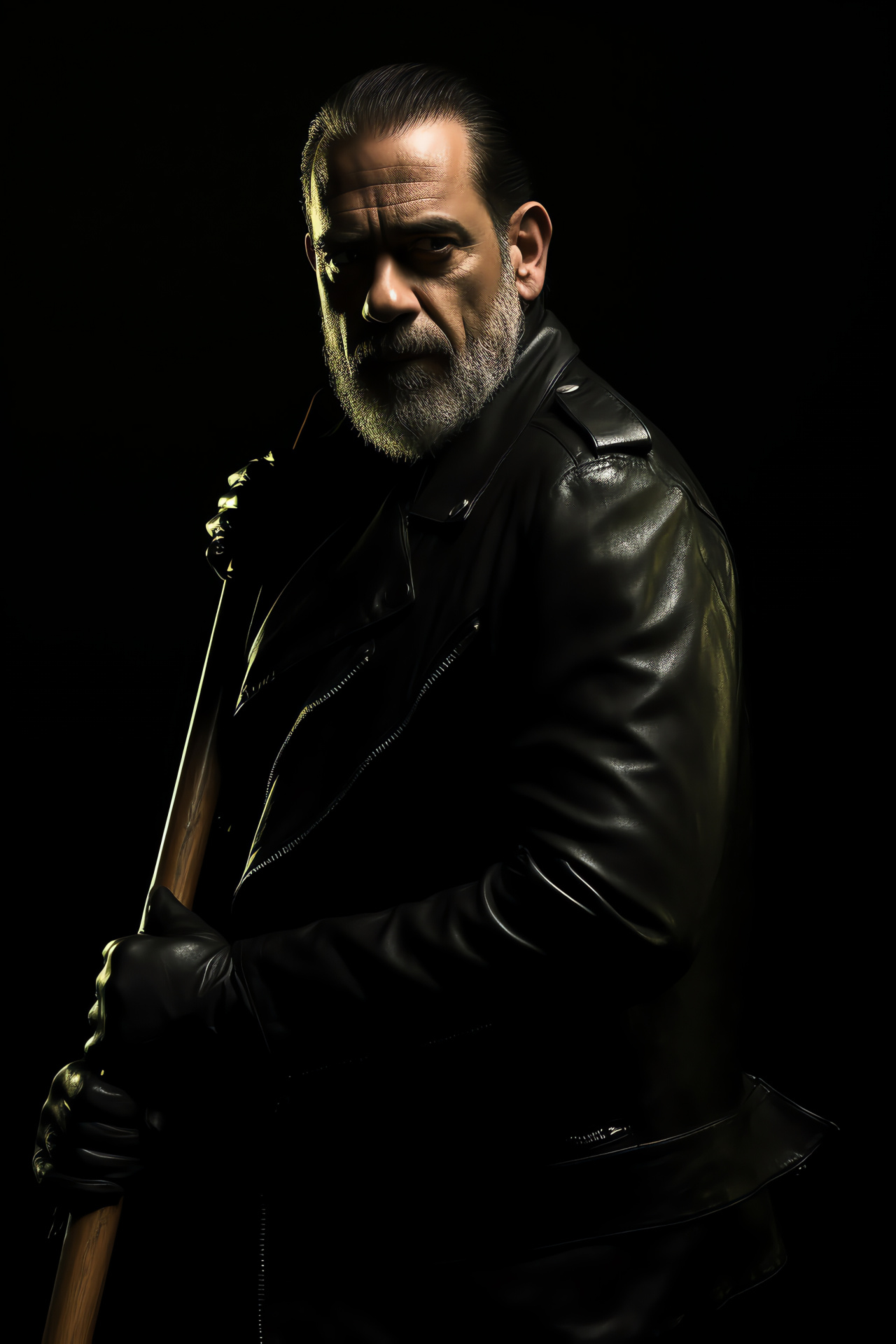 Walking Dead's Negan, Menacing stance, Piercing green irises, Formidable adversary, AMC series , HD Phone Wallpaper