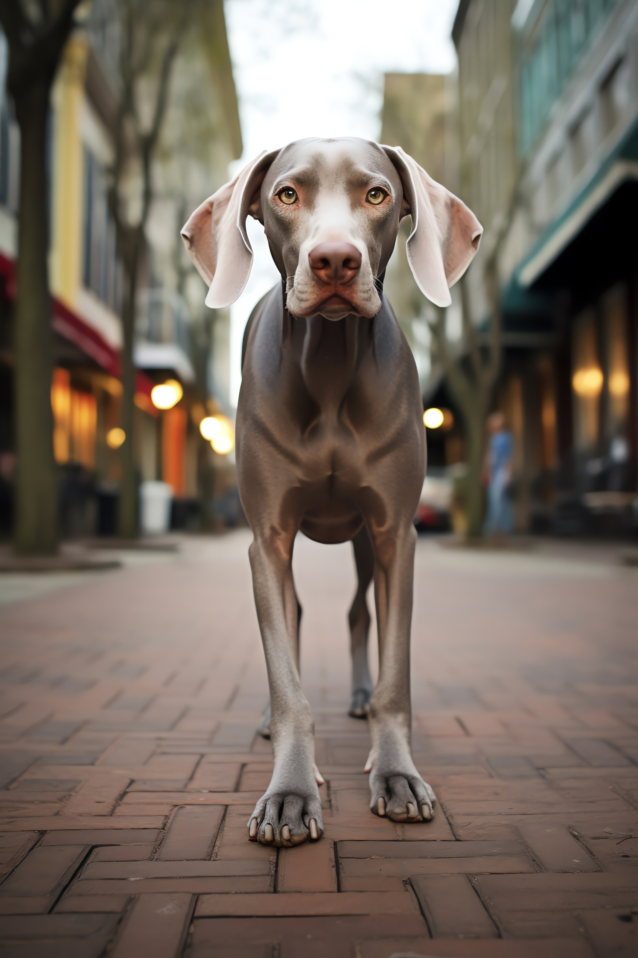 Weimaraner breed, Stately canine, Graceful dog pose, Pedigree animal, Walking the dog, HD Phone Image