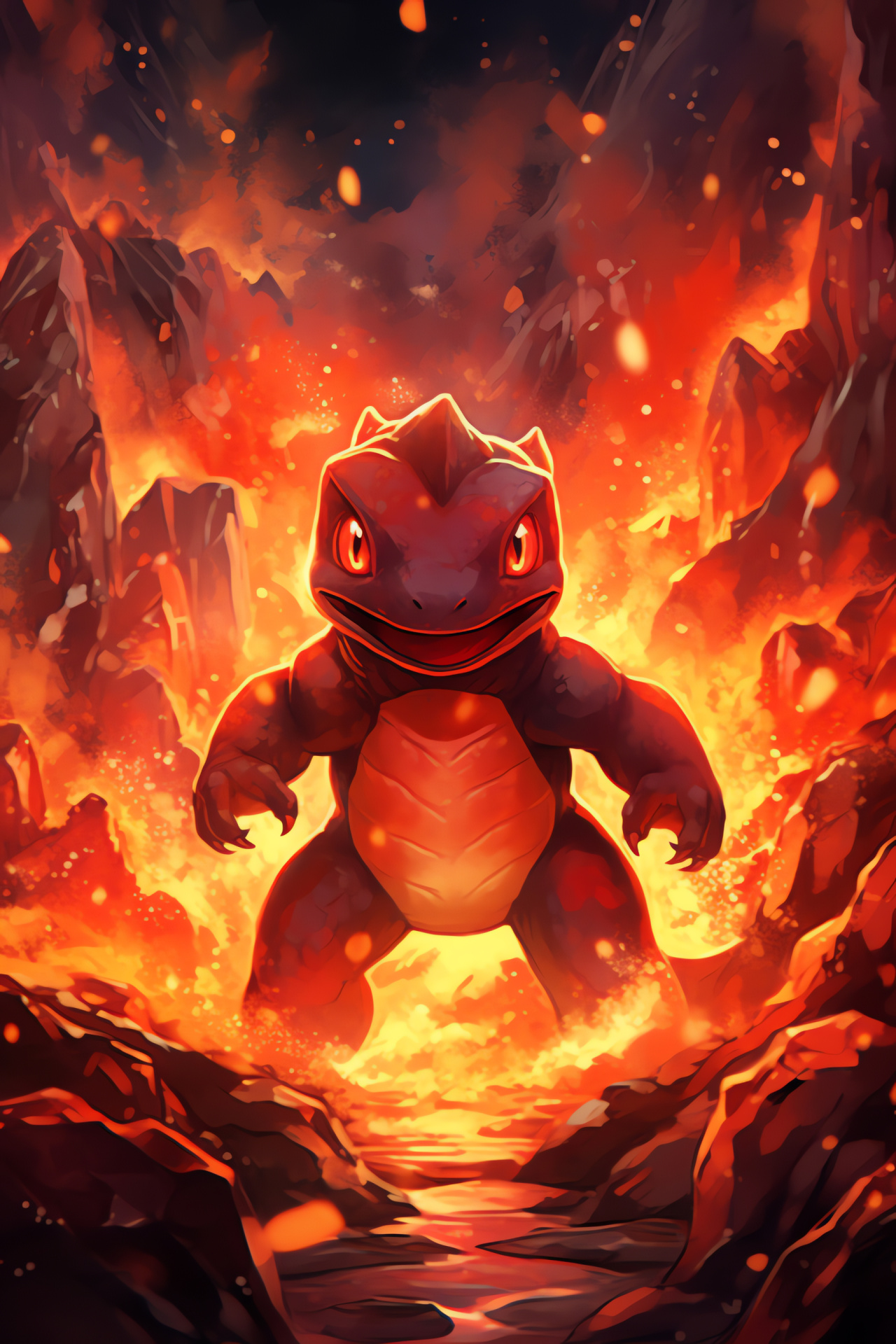 Fiery Charmeleon, Volcano prowess, Lava spit, Eruptive nature, Simmering anger, HD Phone Wallpaper