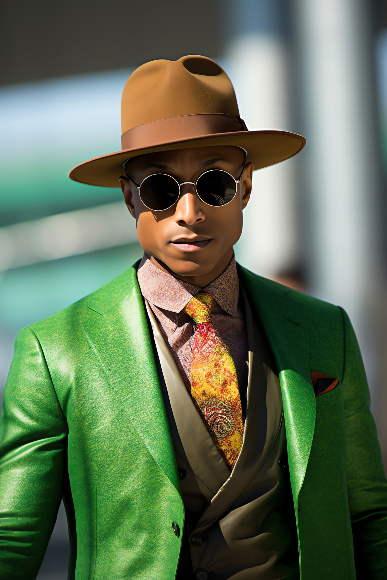 Pharrell, Comic book crossover, Enigmatic villain, Animated pursuit, Sci-fi metropolis, HD Phone Wallpaper