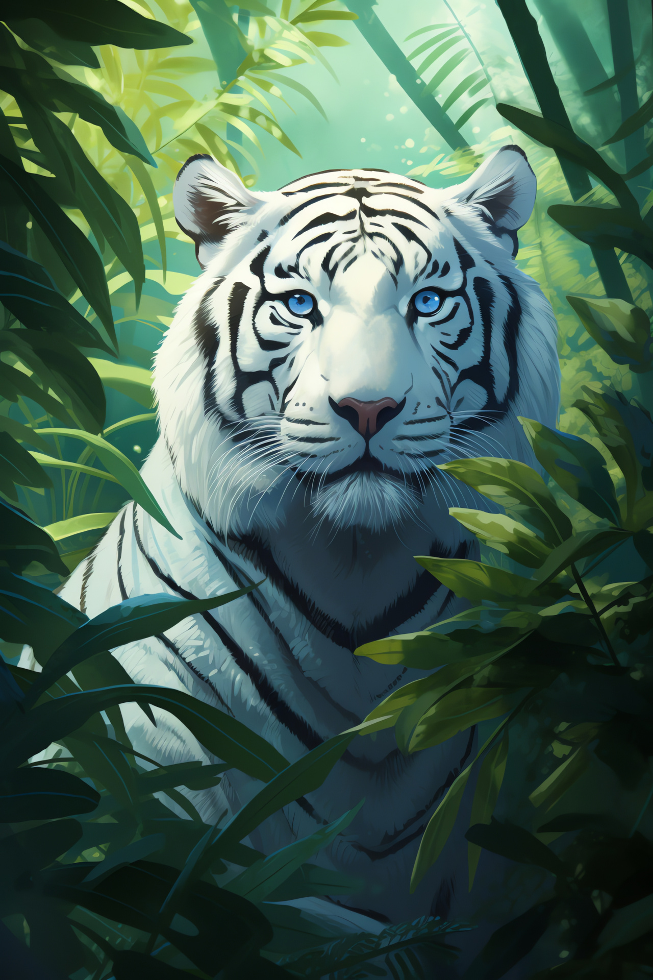 White Bengal Tiger, gold-eyed, felid stripes, contrast markings, apex predator, HD Phone Wallpaper