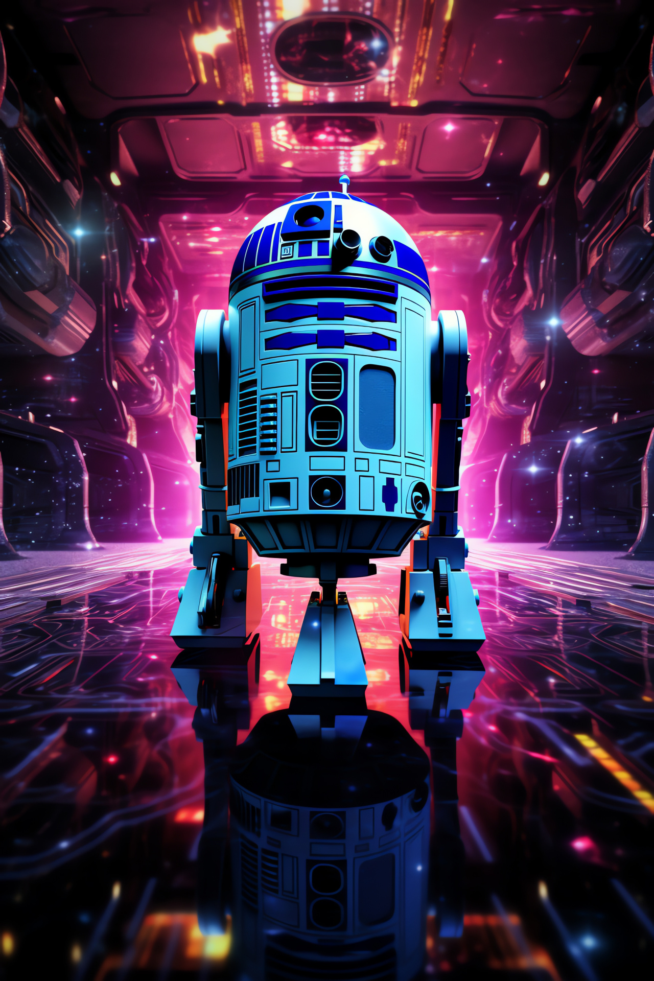 Astromech droid R2-D2, Space warfare, Orbiting battle station, Imperial showdown, Galaxy rebels, HD Phone Image