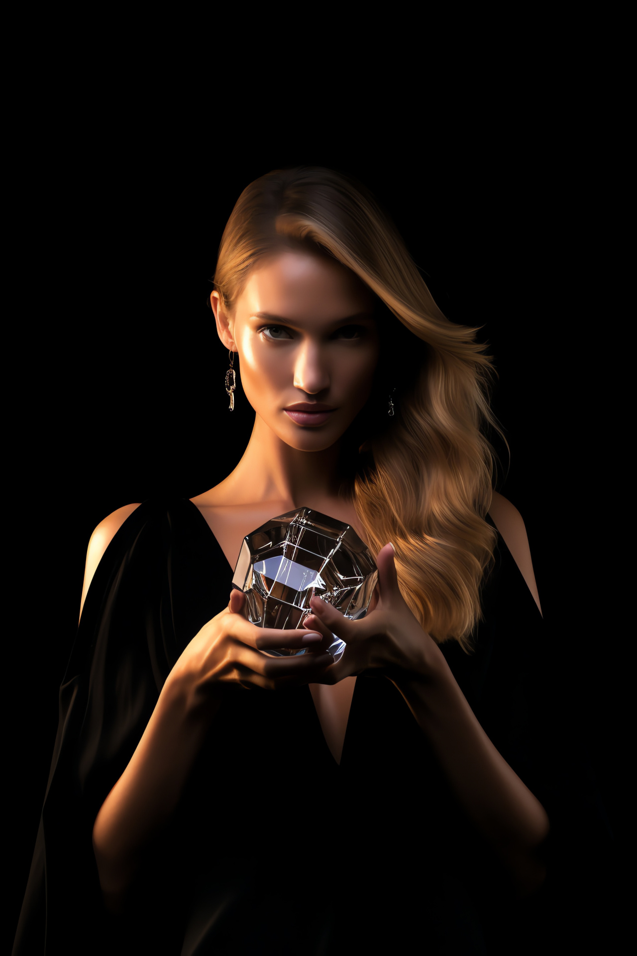 Rosie Huntington-Whiteley, beauty elegance, dark contrast, luxury scent, model's poise, HD Phone Image