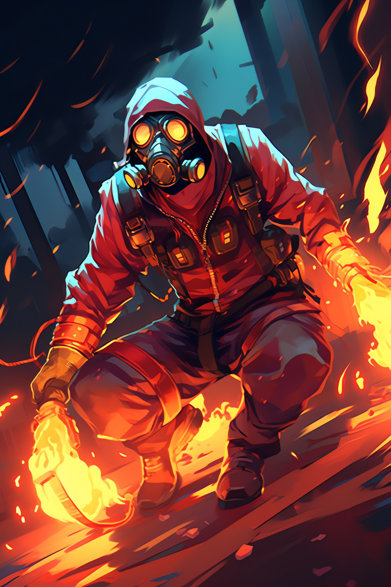 Pyro, Team Fortress 2, fiery combat, weapon arsenal, intense firepower, HD Phone Image