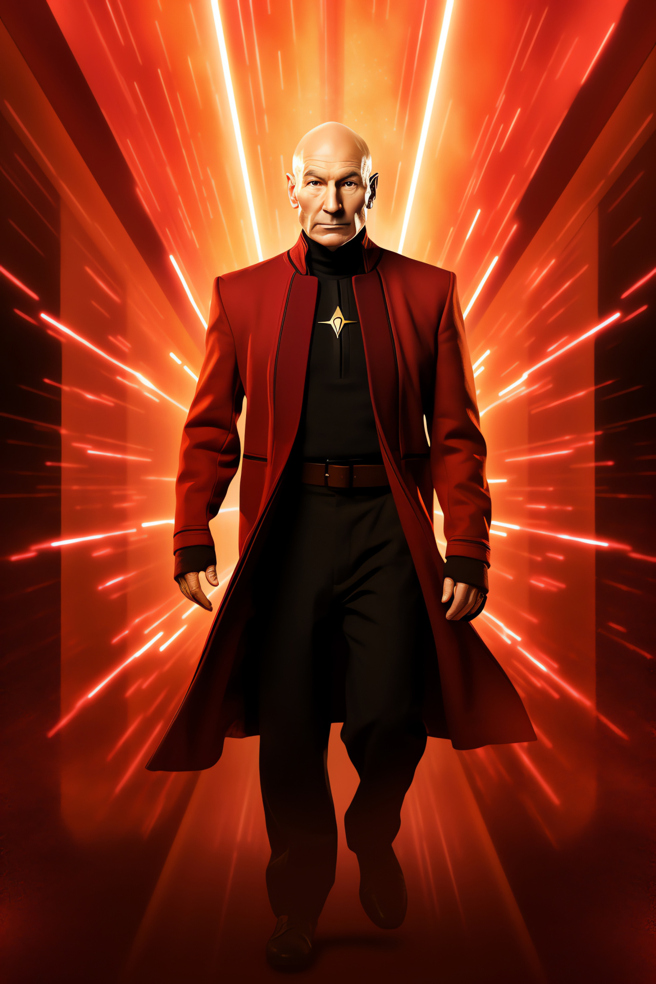 Captain Picard in command, Starfleet decorum, leadership per excellence, Next Generation narrative, HD Phone Image