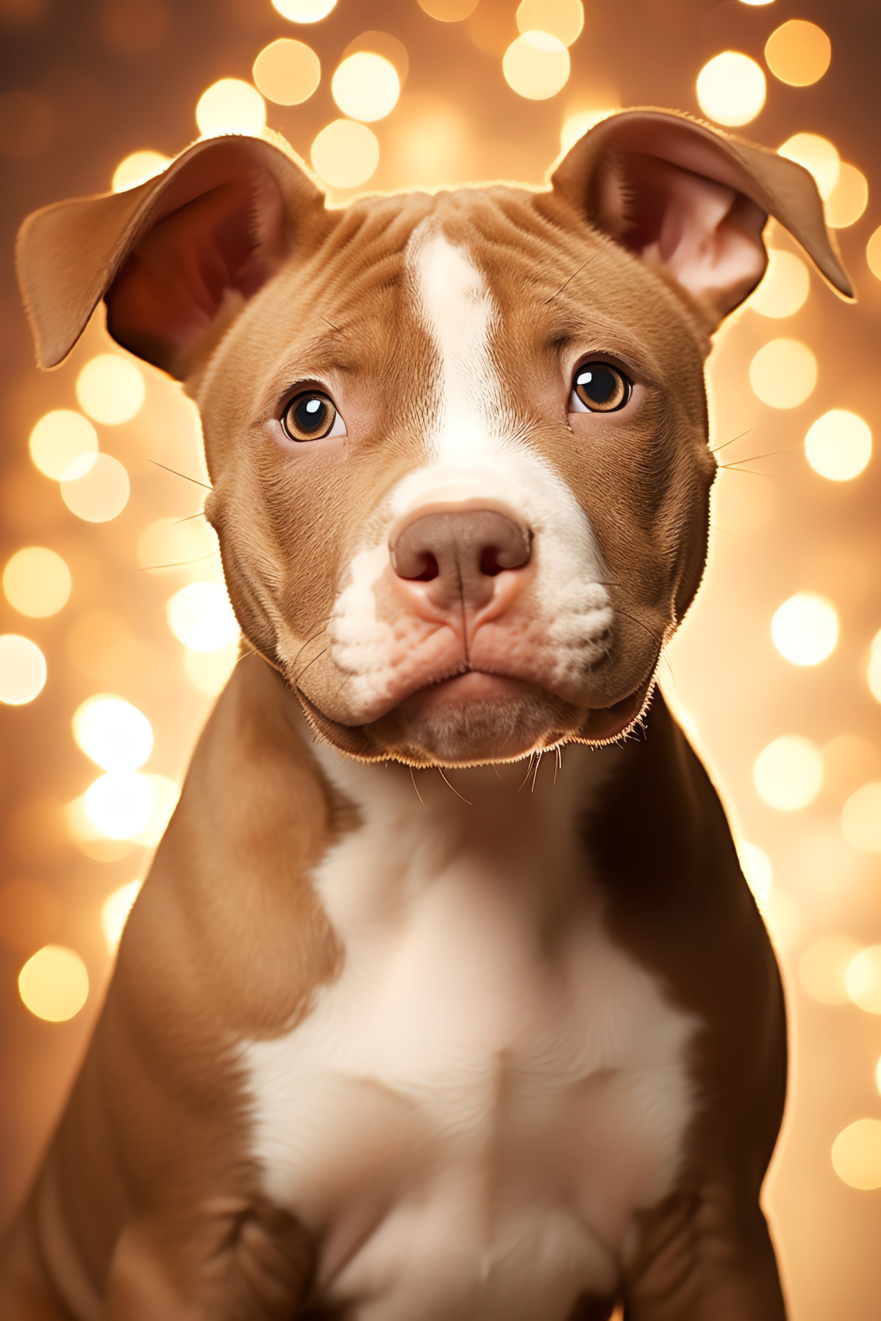 Puppy Pit Bull, close-up animal, playful pet, short fawn coat, endearing white chest feature, HD Phone Image