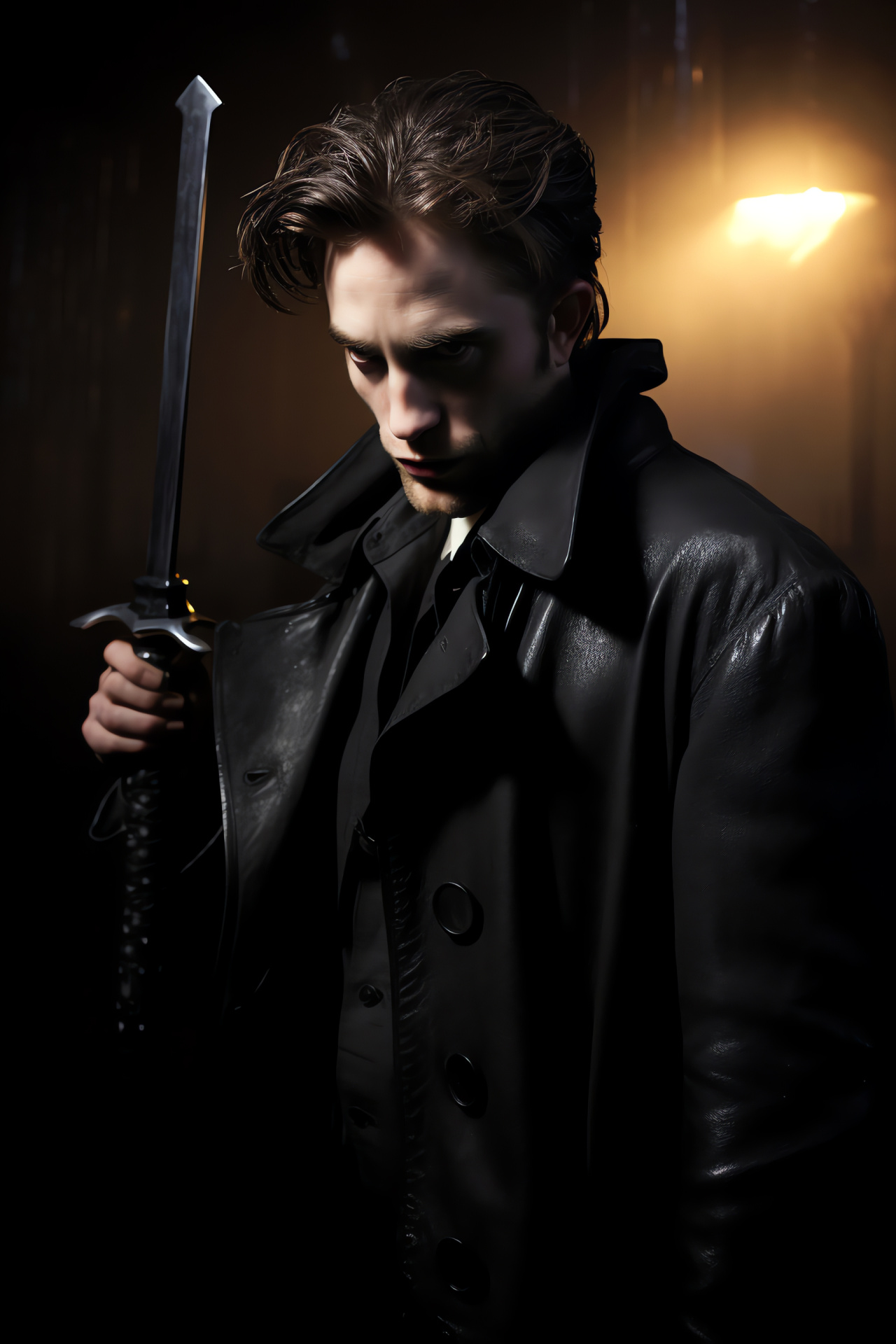 Robert Pattinson, superhero portrayal, vigilante character, cinematic universe, dark demeanor, HD Phone Image