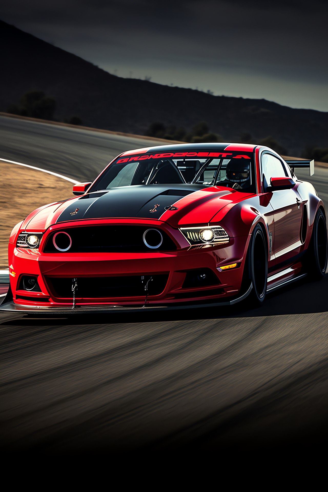 Ford Mustang, Laguna Seca racing, Corkscrew challenge, Advanced aerodynamics, Motorsport-ready build, HD Phone Image