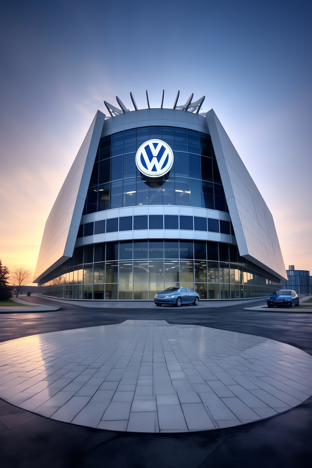 Volkswagen crest, corporate headquarters aspect, city of origin, traditional brand palette, automotive trust symbol, HD Phone Wallpaper