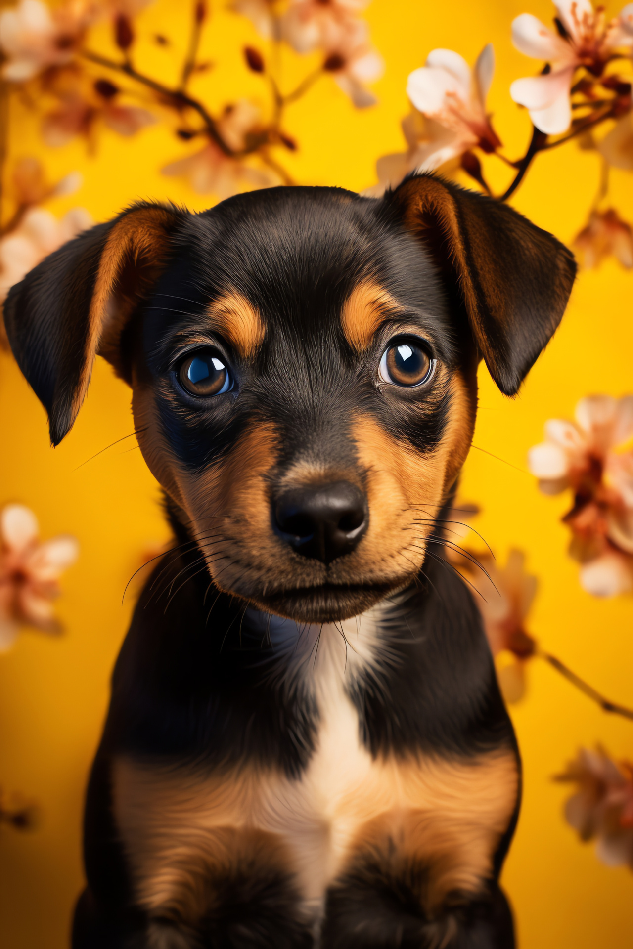 Curious young canine, Warm ocular color, Naturalistic scent-tracking, Captivating gradient background, Dog sensitivity, HD Phone Image