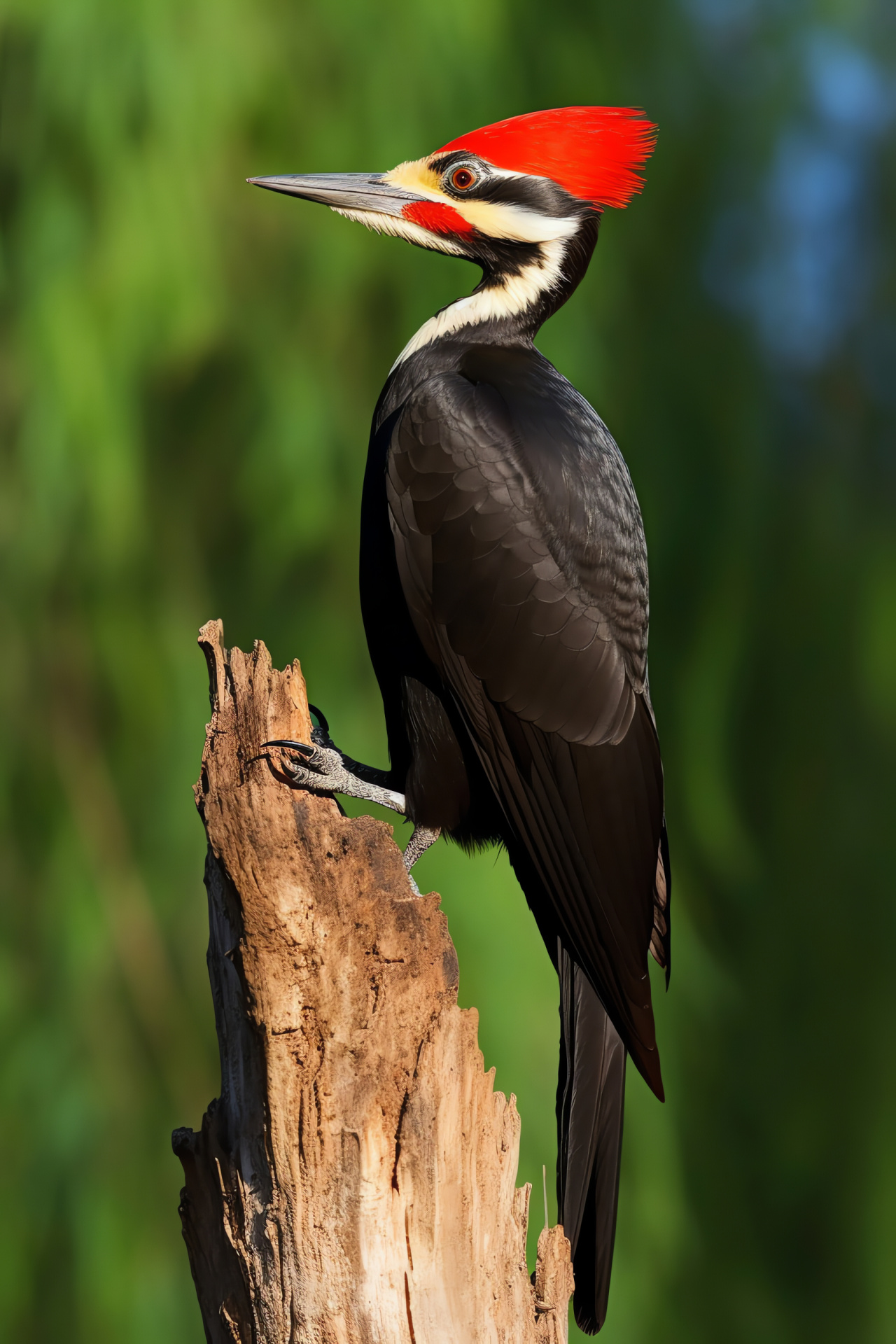 Pileated woodpecker, Crested bird, Avian beauty, Forest inhabitant, Nature's woodworker, HD Phone Wallpaper