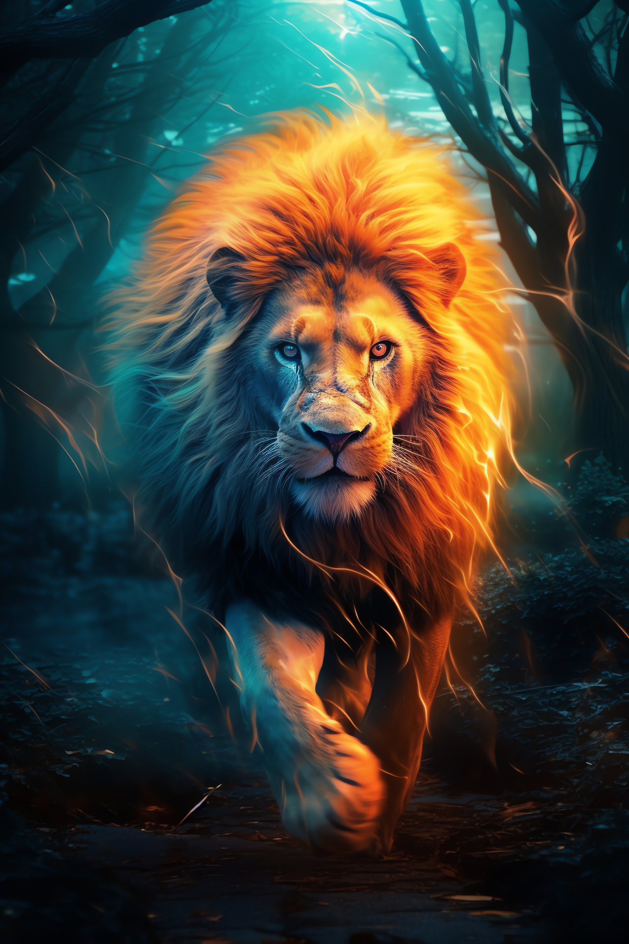 Narnia's Aslan, Forceful charge, Thrilling scene, Strength embodiment, Fictional speed, HD Phone Wallpaper