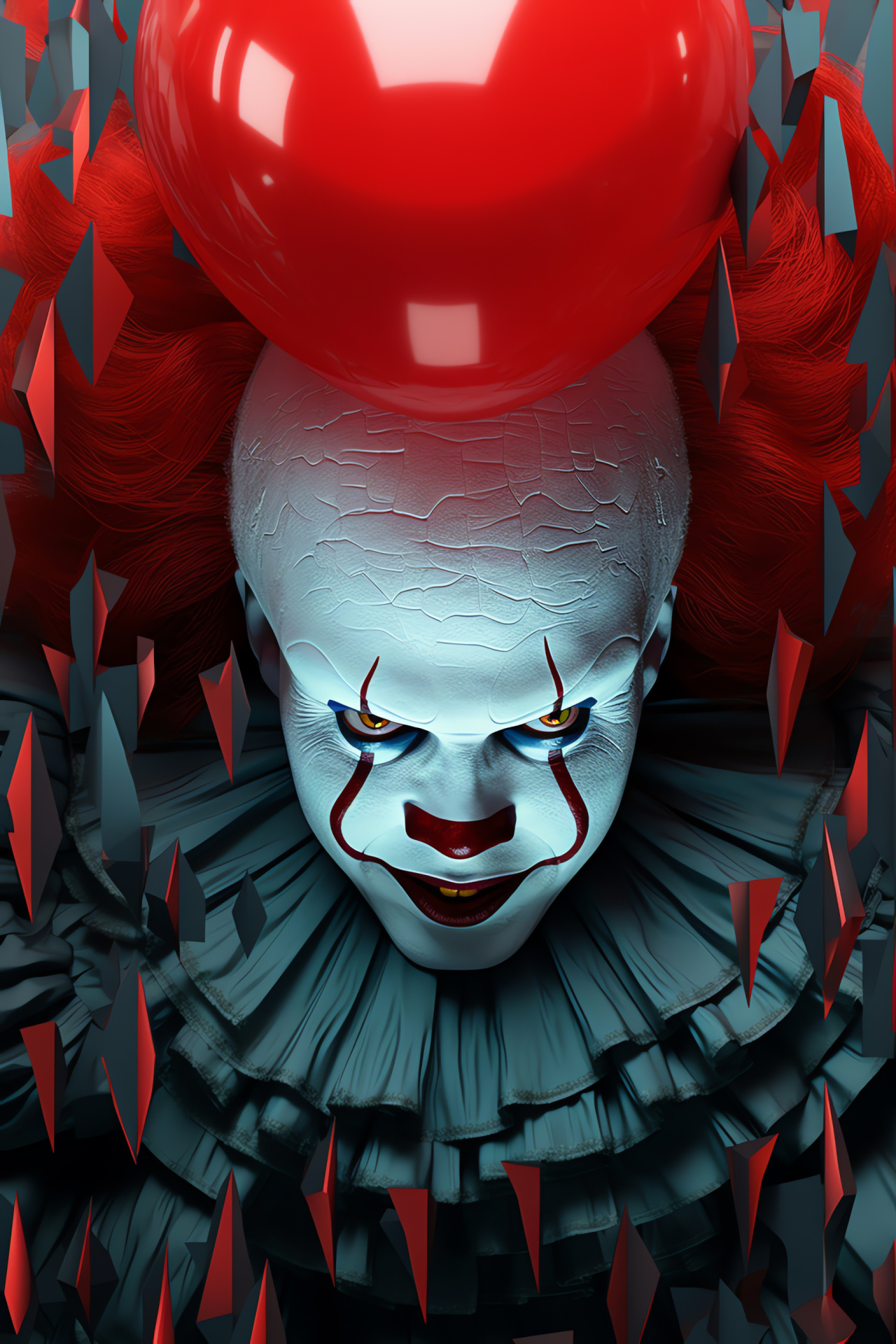 Pennywise the Menace, Gripping airship, Patterned milieu, Menacing stare, Sinister grin, HD Phone Wallpaper