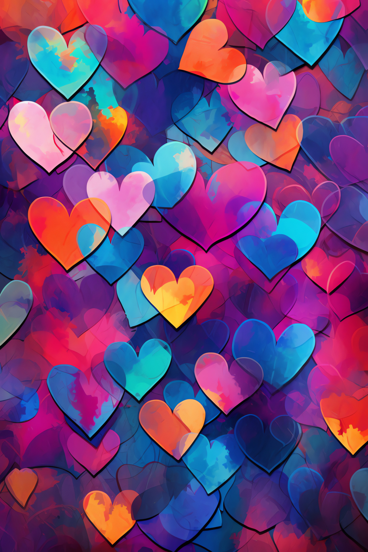 Valentine's artistic expression, Vibrant hues, Abstract designs, Creative motifs, Artistic celebration, HD Phone Wallpaper