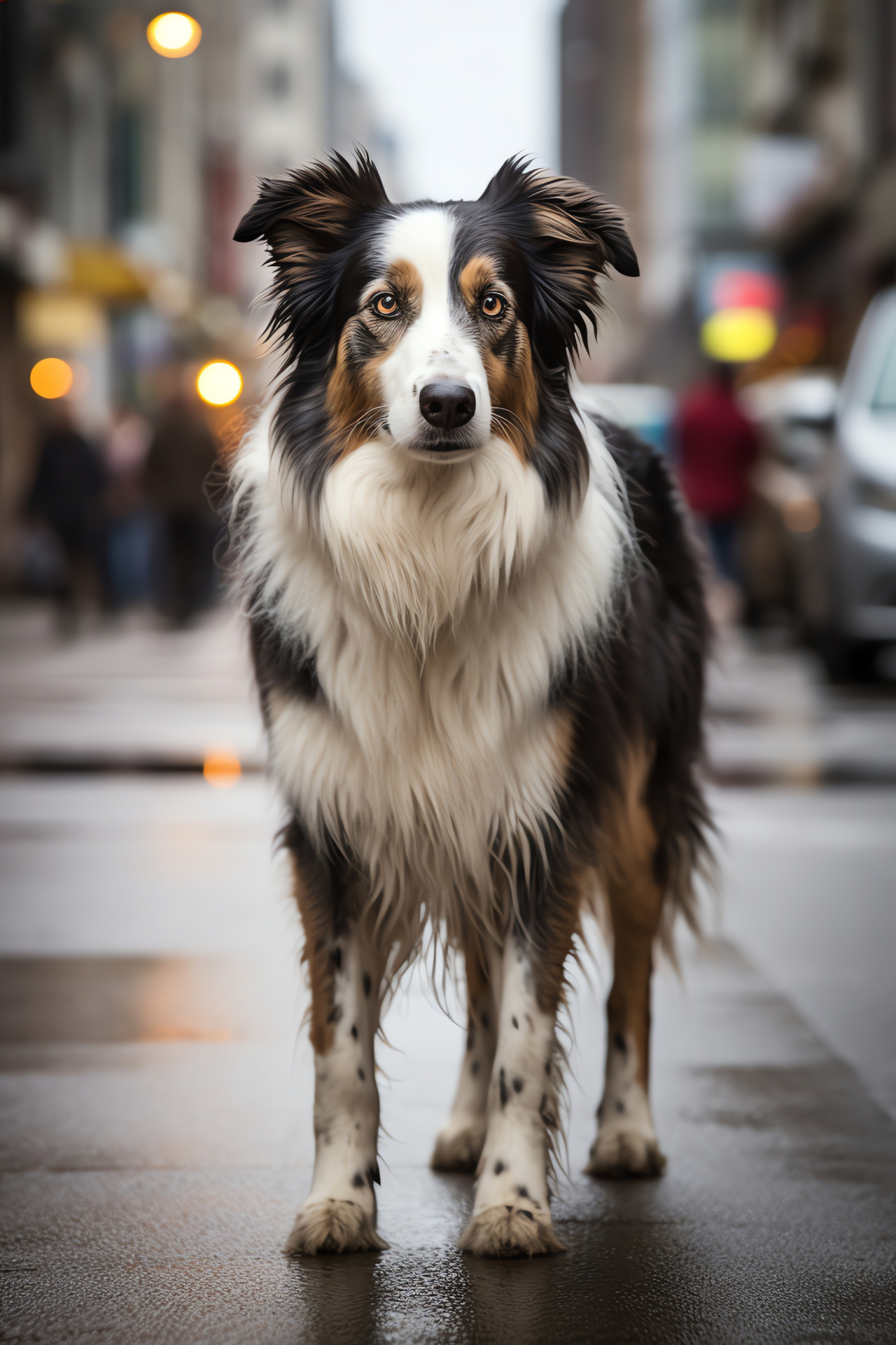 K9 unit Sheepdog, Law enforcement partner, Black and white coat, Urban duty, Police patrol setting, HD Phone Wallpaper