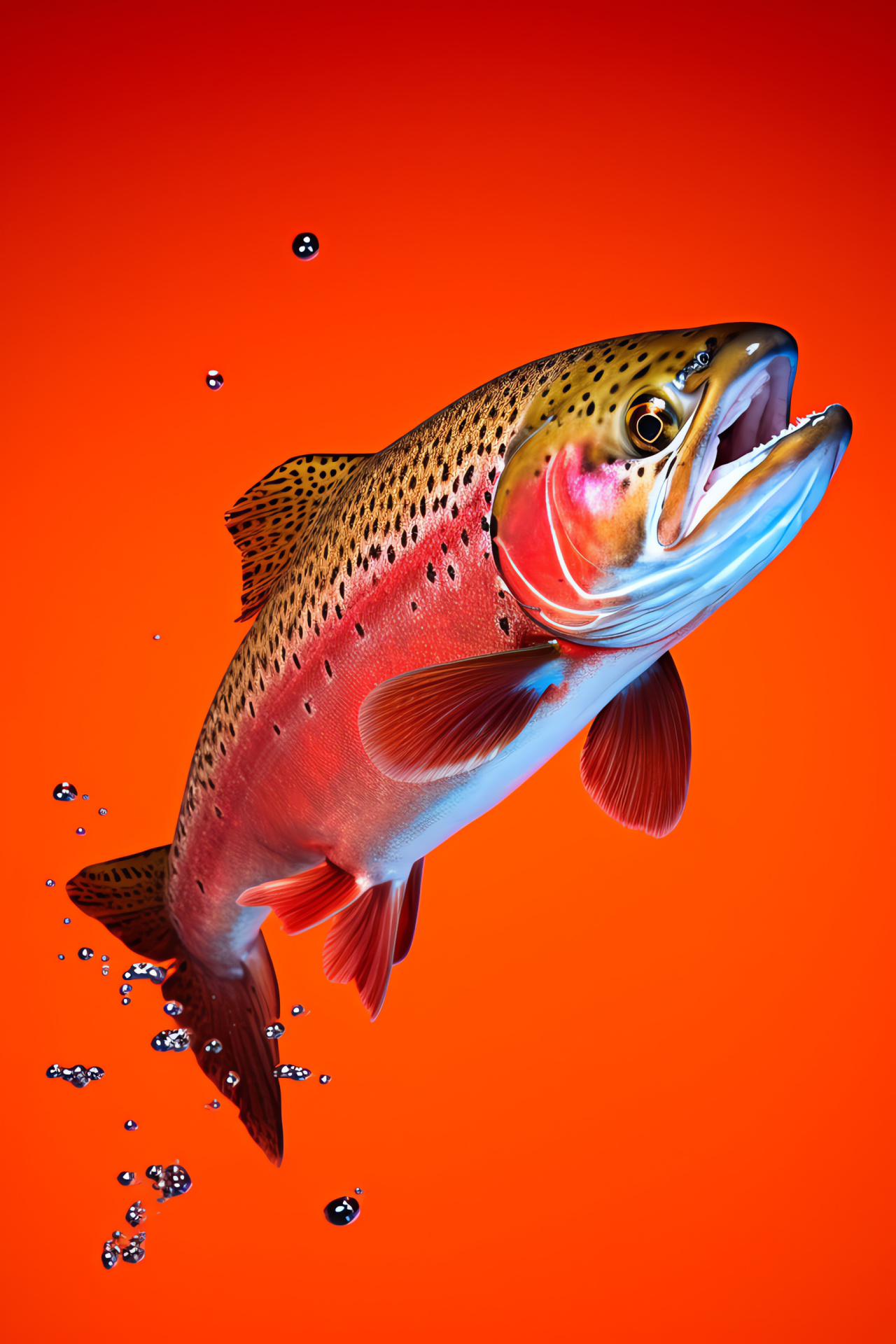 Cutthroat Trout swimming, Native trout species, Red patterned fish, Full-length trout display, Vibrant trout visuals, HD Phone Image